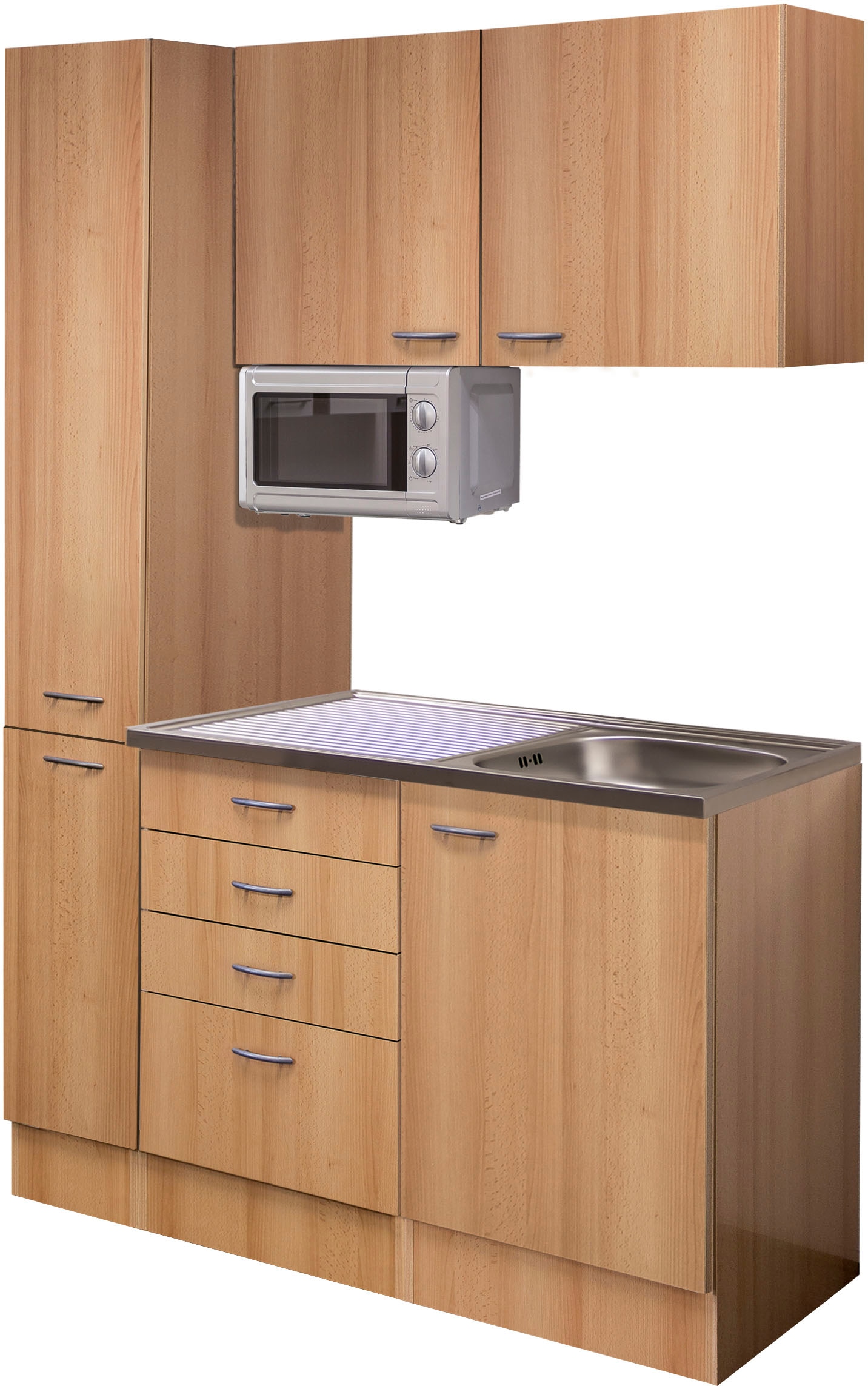 Flex-Well Küche »Nano«, Gesamtbreite 130 cm, mit Apothekerschrank und  Mikrowelle etc. kaufen | BAUR
