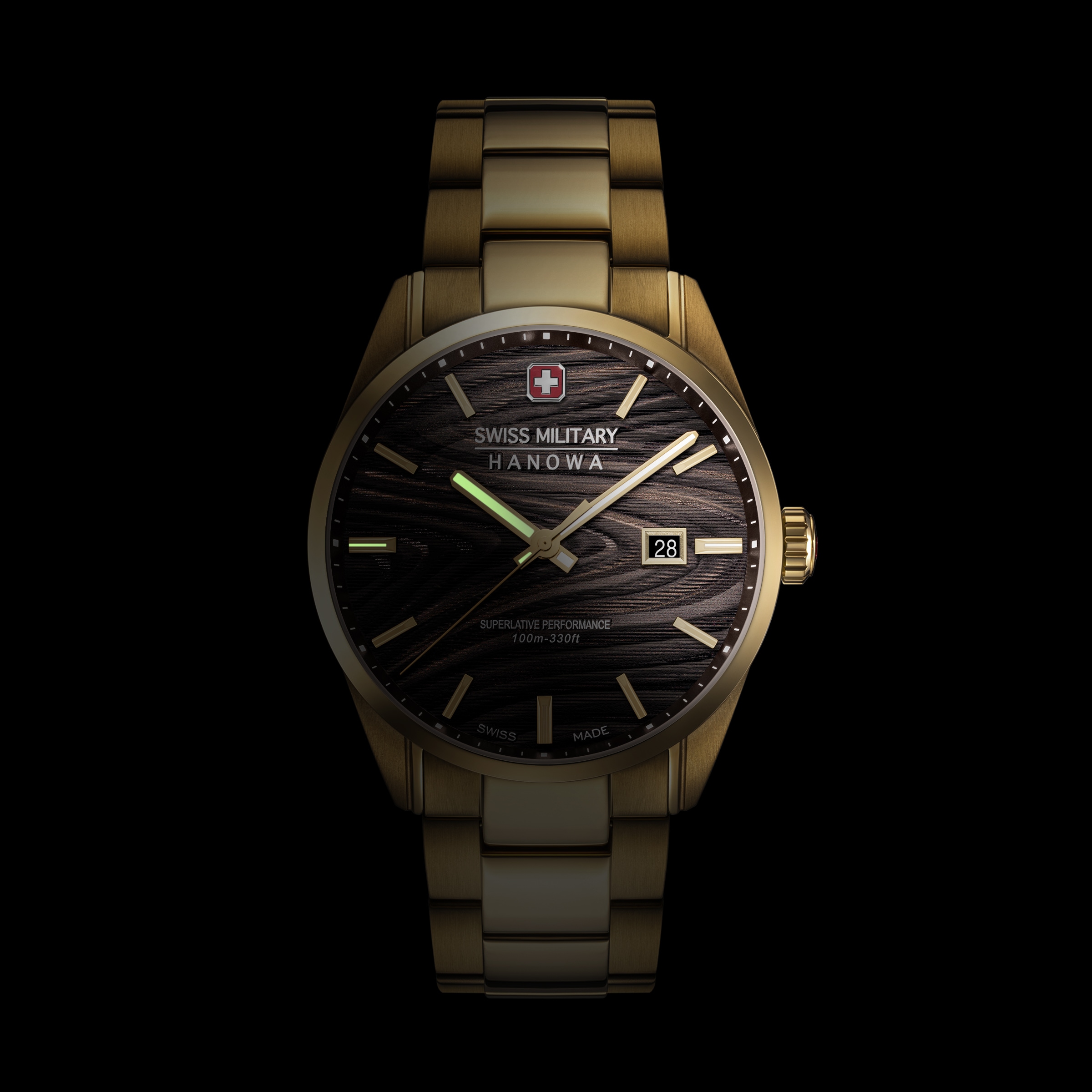 Swiss Military Hanowa Quarzuhr »Golden Beech« Armbanduhr, Herrenuhr, Swiss Made, Edelstahlarmband, analog, Tag