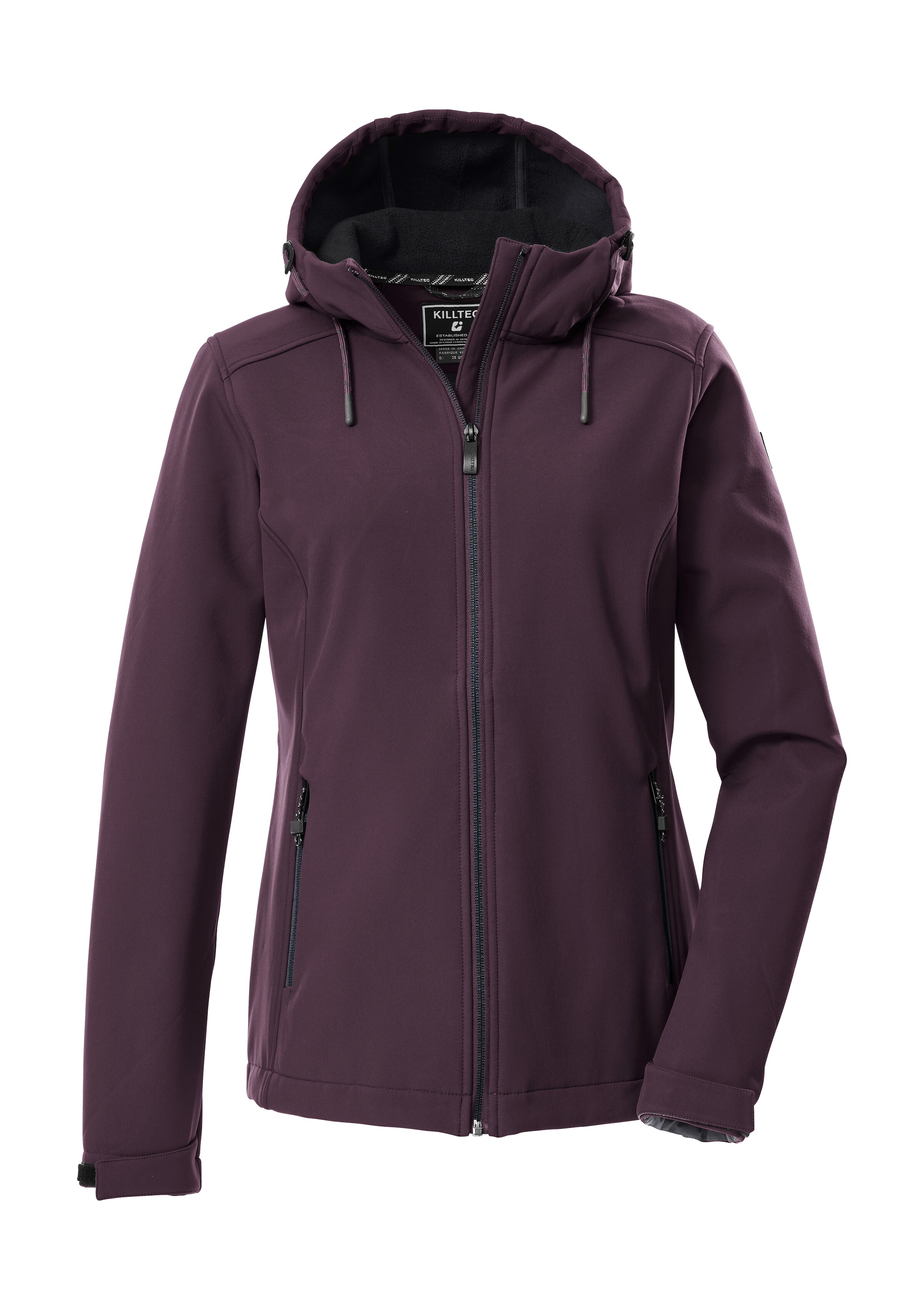 Softshelljacke KILLTEC "KOW 8 WMN SFTSHLL JCKT", Damen, Gr. 38, pflaume, Oberseite: 92% Polyester, 8% Elasthan;Rückseite: 100% Polyester, Jacken Softshelljacke, Damen Softshelljacke: wasser- und windabweisend, atmungsaktiv