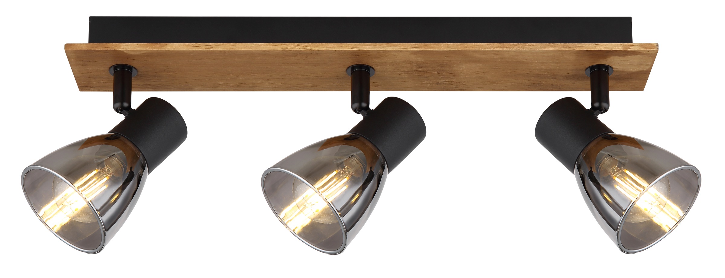GLOBO LIGHTING Deckenspot »CLAUDE« E14 1 Stk. Strahler Holz/Schwarz, Rauchglas, E14