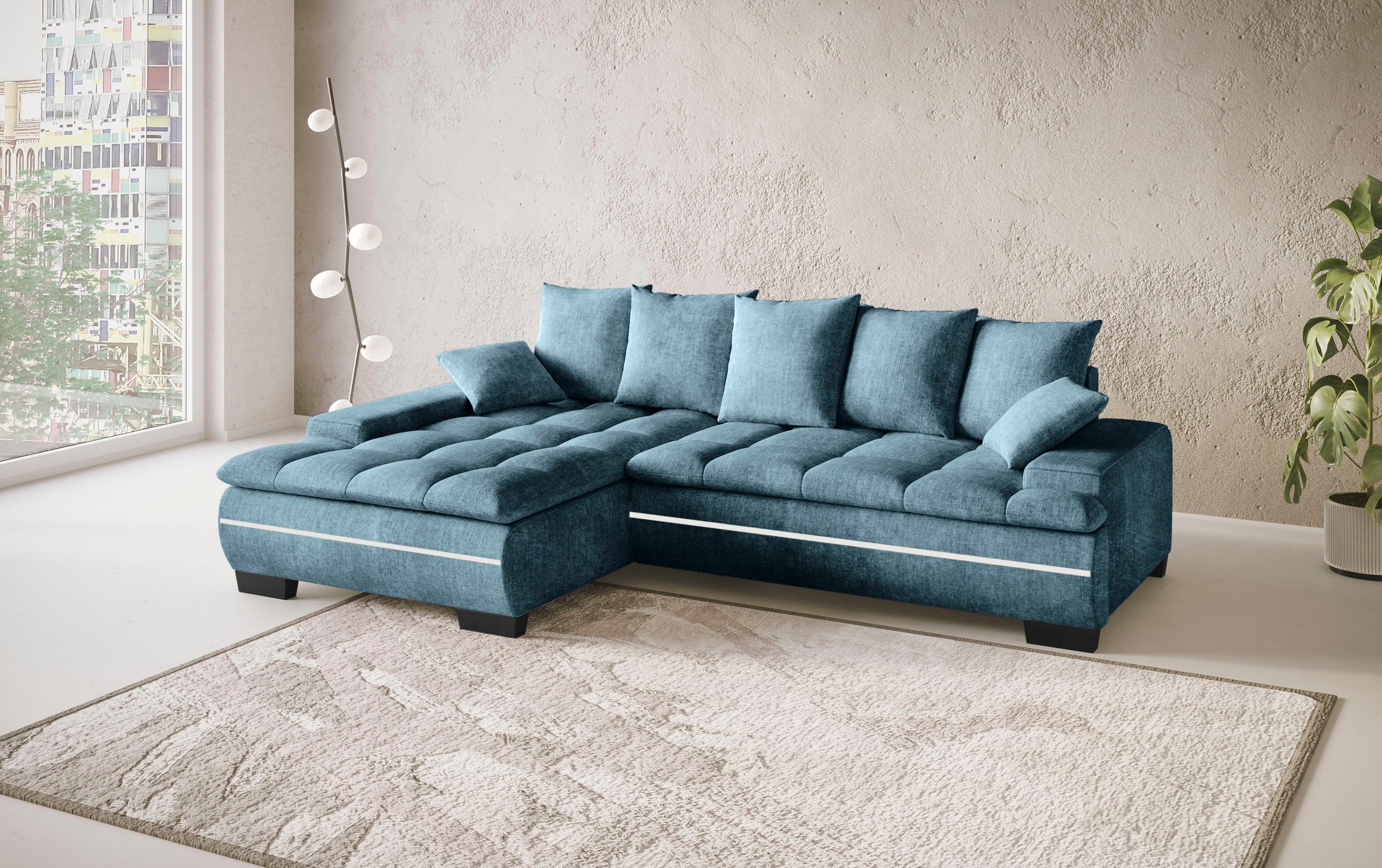 Mr. Couch Ecksofa »Haiti II, L-Form«, RGB-LED Beleuchtung, Kaltschaum, wahlweise mit Bett, Bettkasten