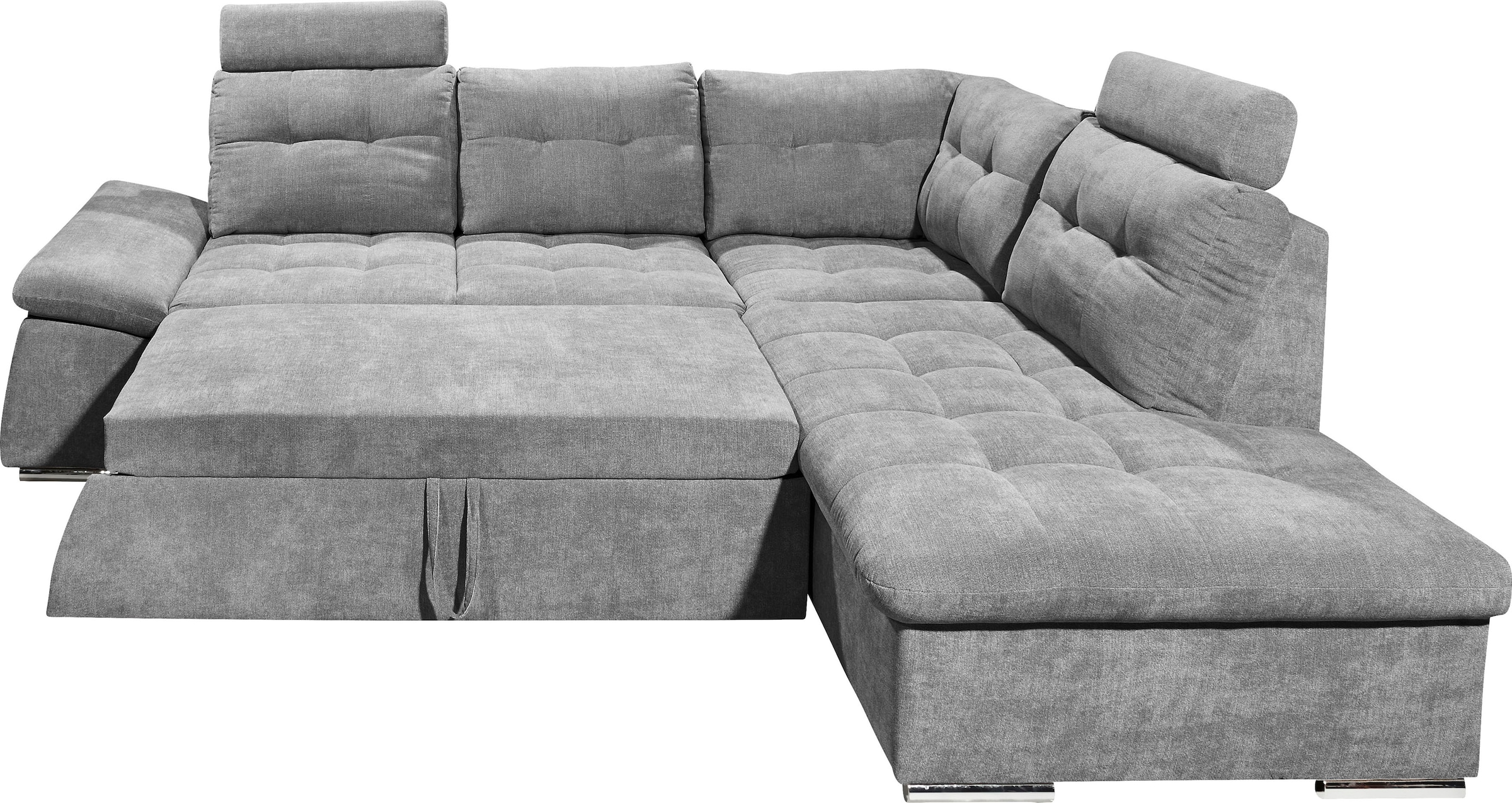 ED EXCITING DESIGN Ecksofa »Nalo L-Form«, mit Bettfunktion, Armteilverstellung, Kopfstützen & 2 Nierenkissen