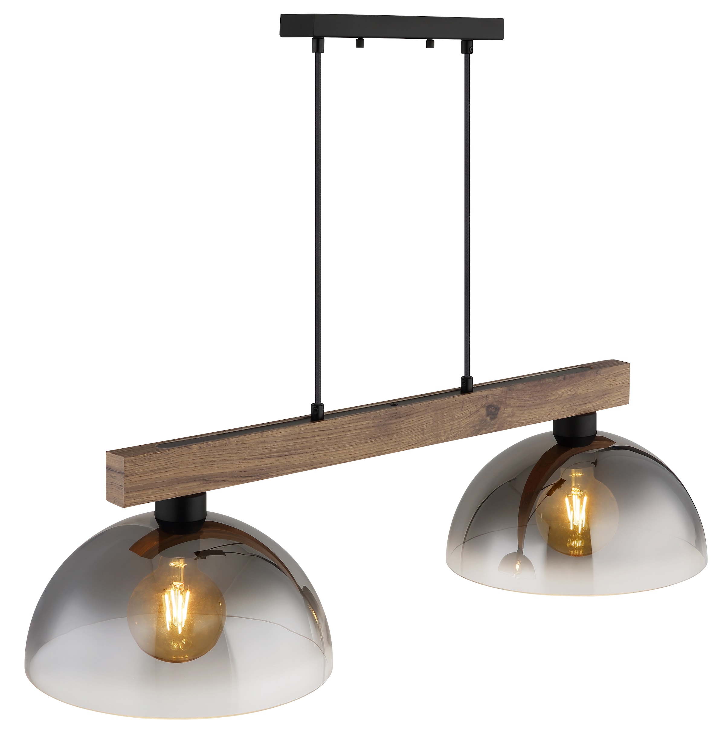 NOWA Hängeleuchte »ROMY« E27 1 Stk. Hängeleuchte Holz & Glas, höhenverstellbar, stilvoll modern