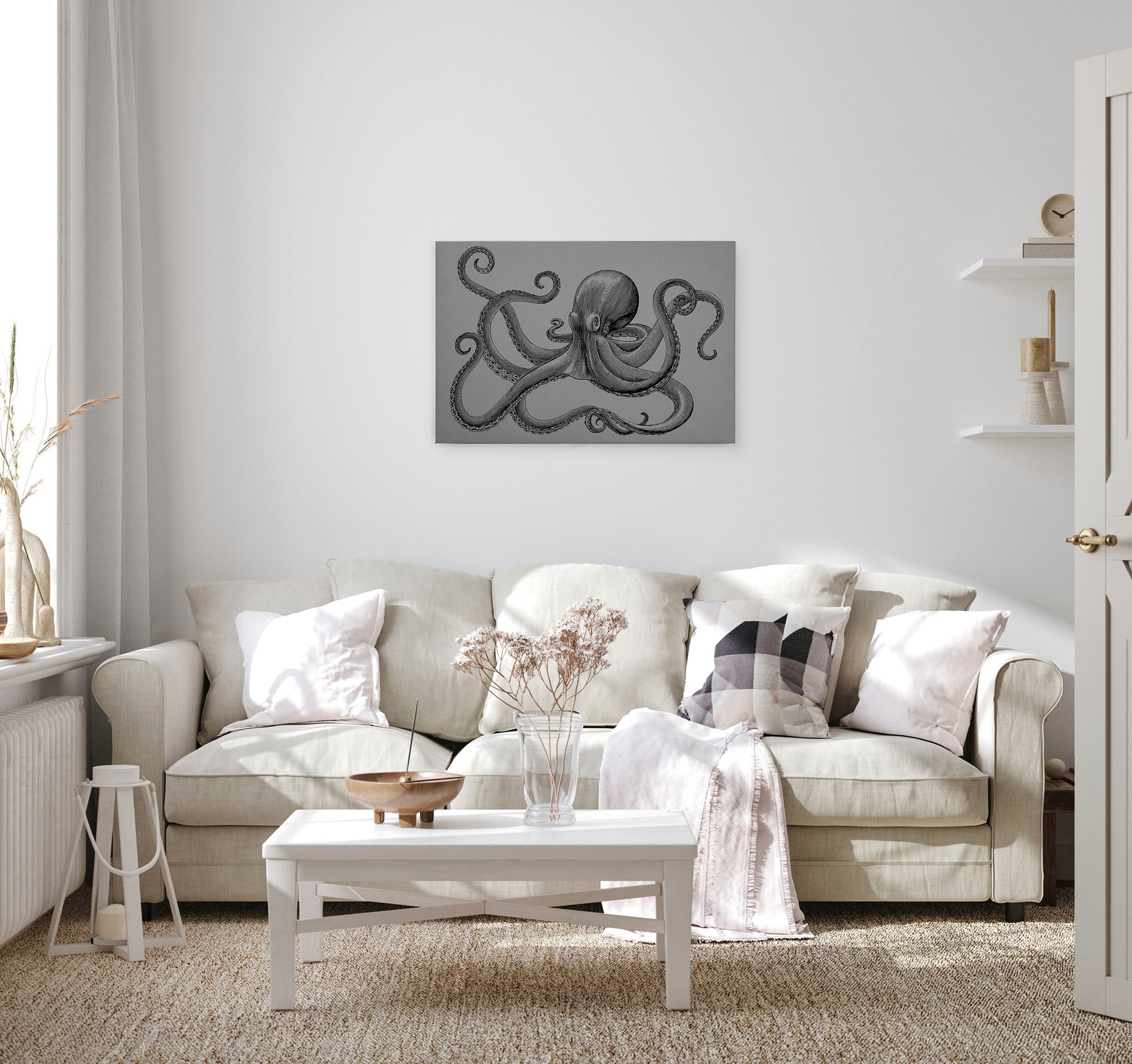 A.S. Création Leinwandbild »jules«, Kunst-Tiere-Kinder, (1 St.), Keilrahmen Bild Octopus Krake Leinwand-Bild Wohnzimmer modern Wandbild