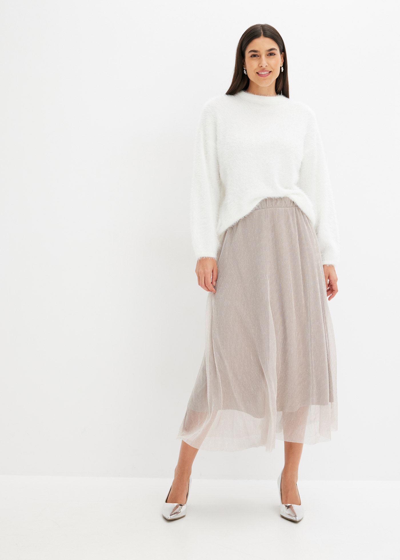 bonprix Jerseyrock »Jerseyrock« aus leicht transparentem Materialmix, ausgestellte Passform