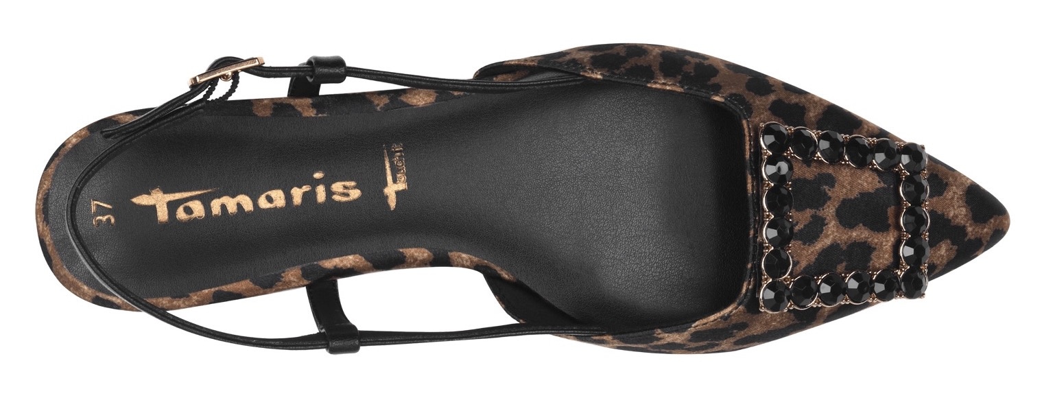 Tamaris Slingpumps, Blockabsatz, Sommerschuh mit schickem Schmuckelement