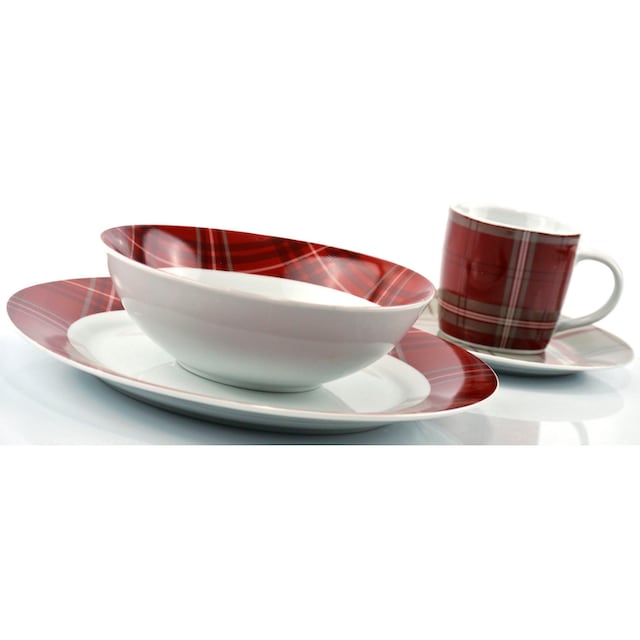 Retsch Arzberg Kombiservice »Geschirr-Set, Service Highland Red«, (Set, 32  tlg.), mit zeitlosem Schottenkaro-Design, 32 Teile, für 8 Personen | BAUR