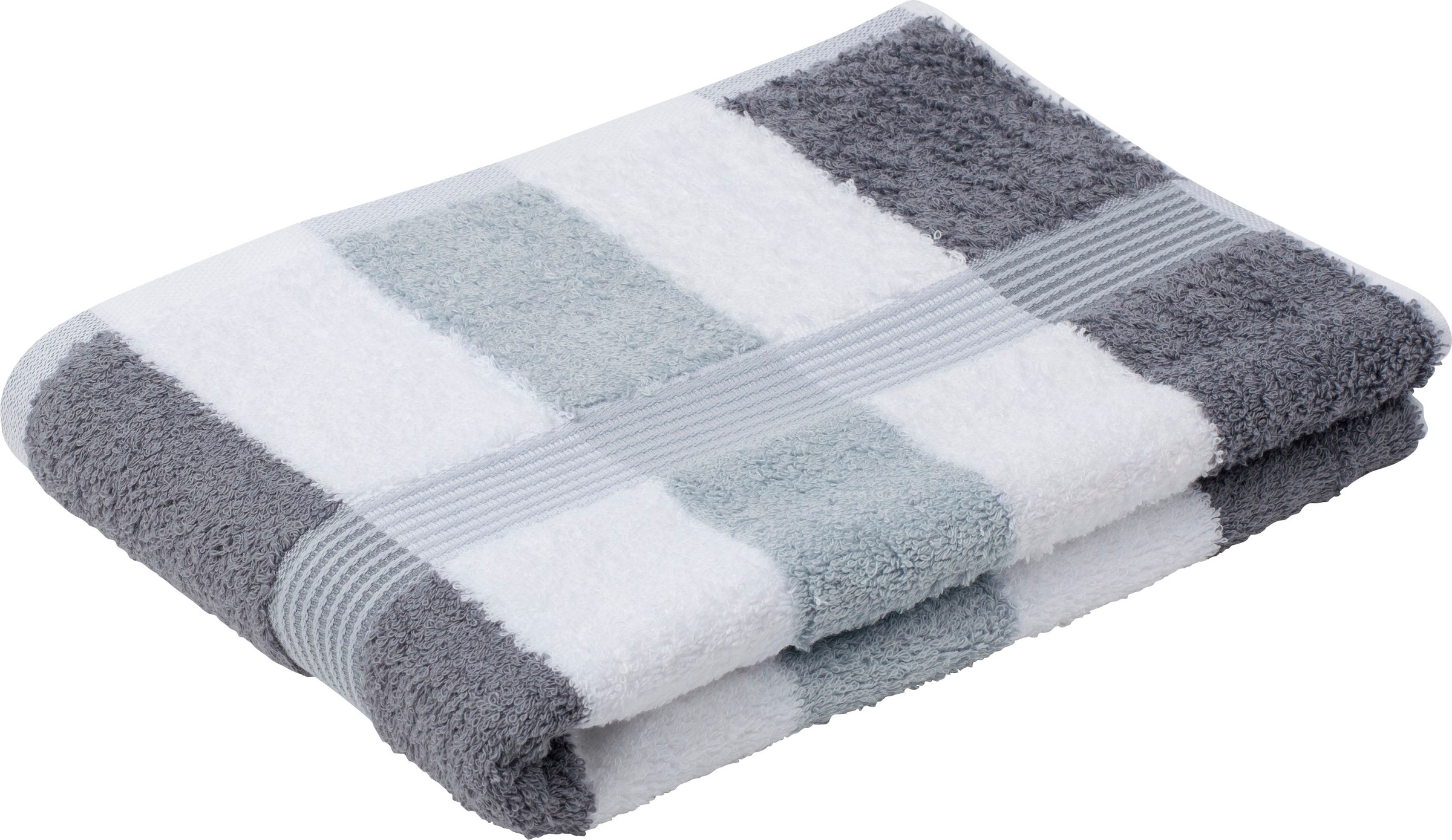 Badetuch GÖZZE, B:70cm L:140cm, grau, Walkfrottee, Obermaterial: 100% Baumwolle, Handtücher, "New York", gestreift, mit strukturierter Borte, reine