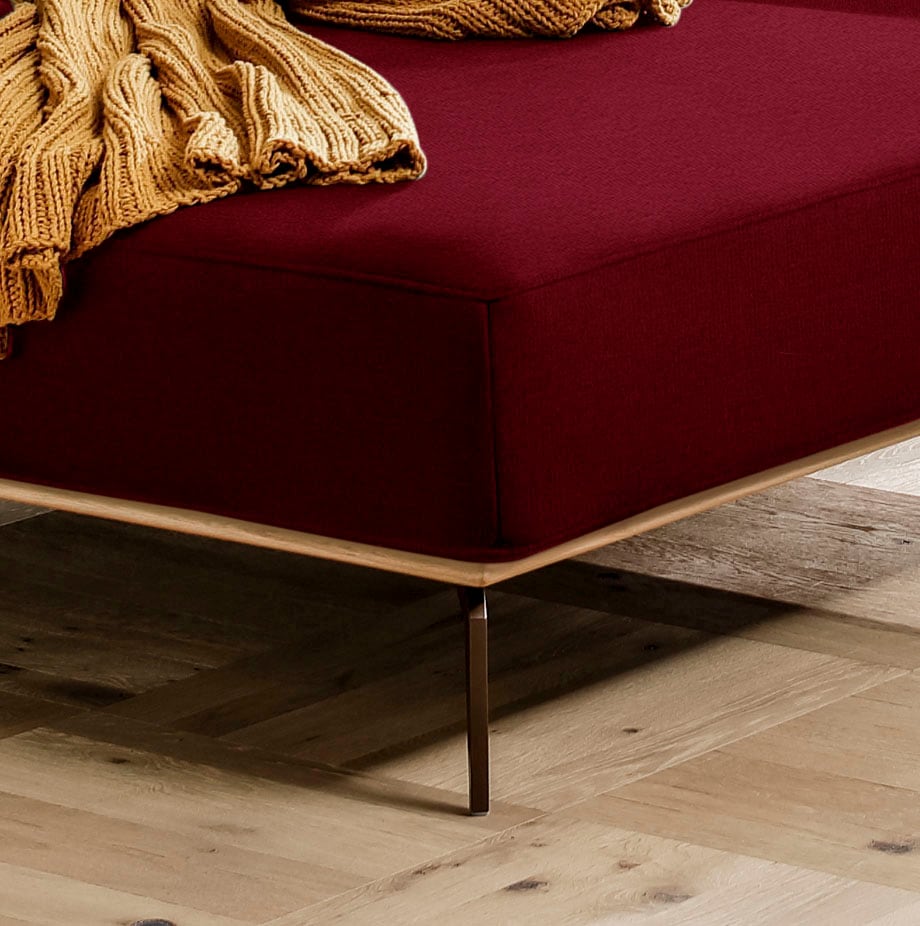 W.SCHILLIG Ecksofa »run, Designsofa mit tollem Sitzkomfort, L-Form«, mit Holzsockel, Füße in Bronze pulverbeschichtet, Breite 299 cm