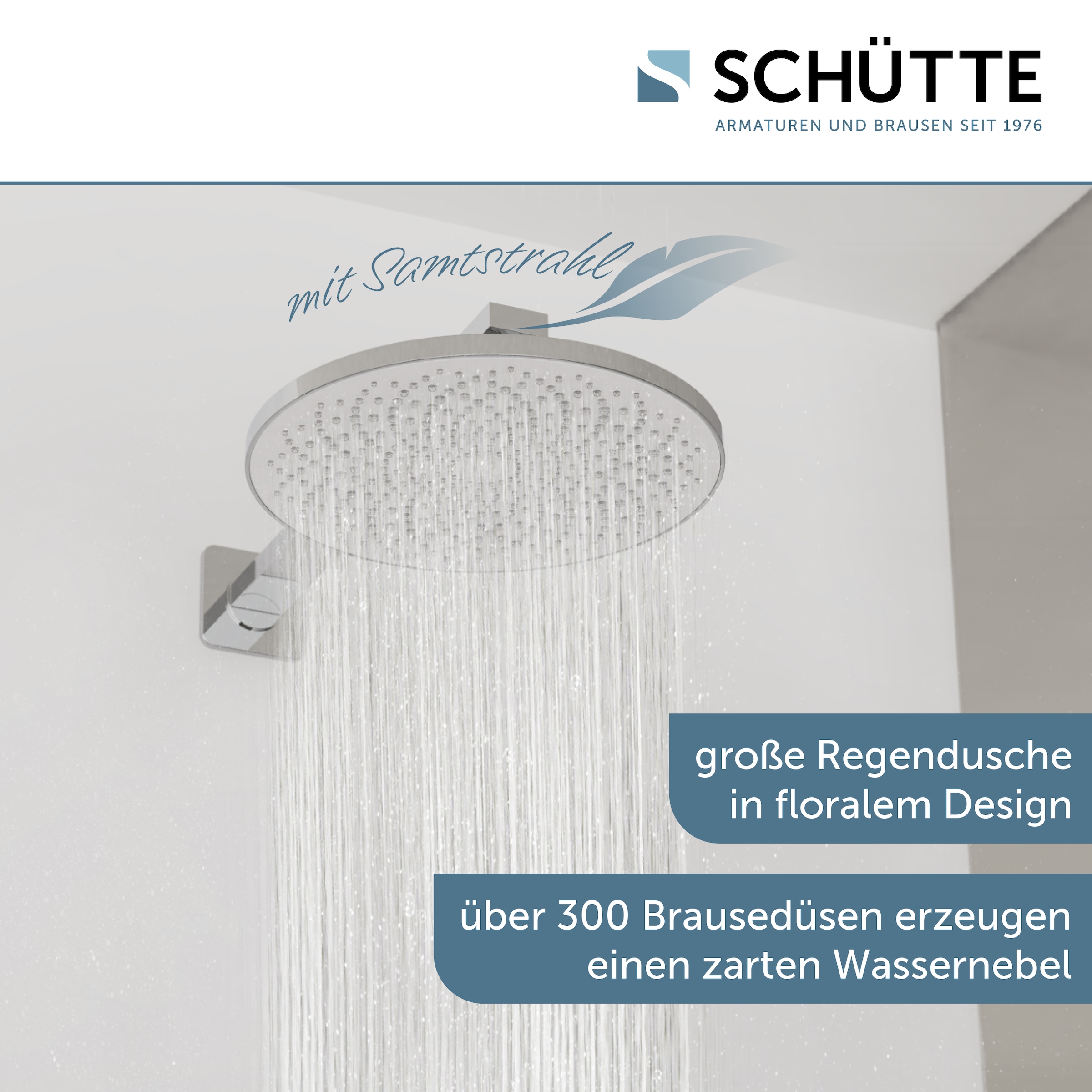 Schütte Kopfbrause »CAPRI«, Regendusche, Antikalknoppen, rund, Samtstrahltechnologie