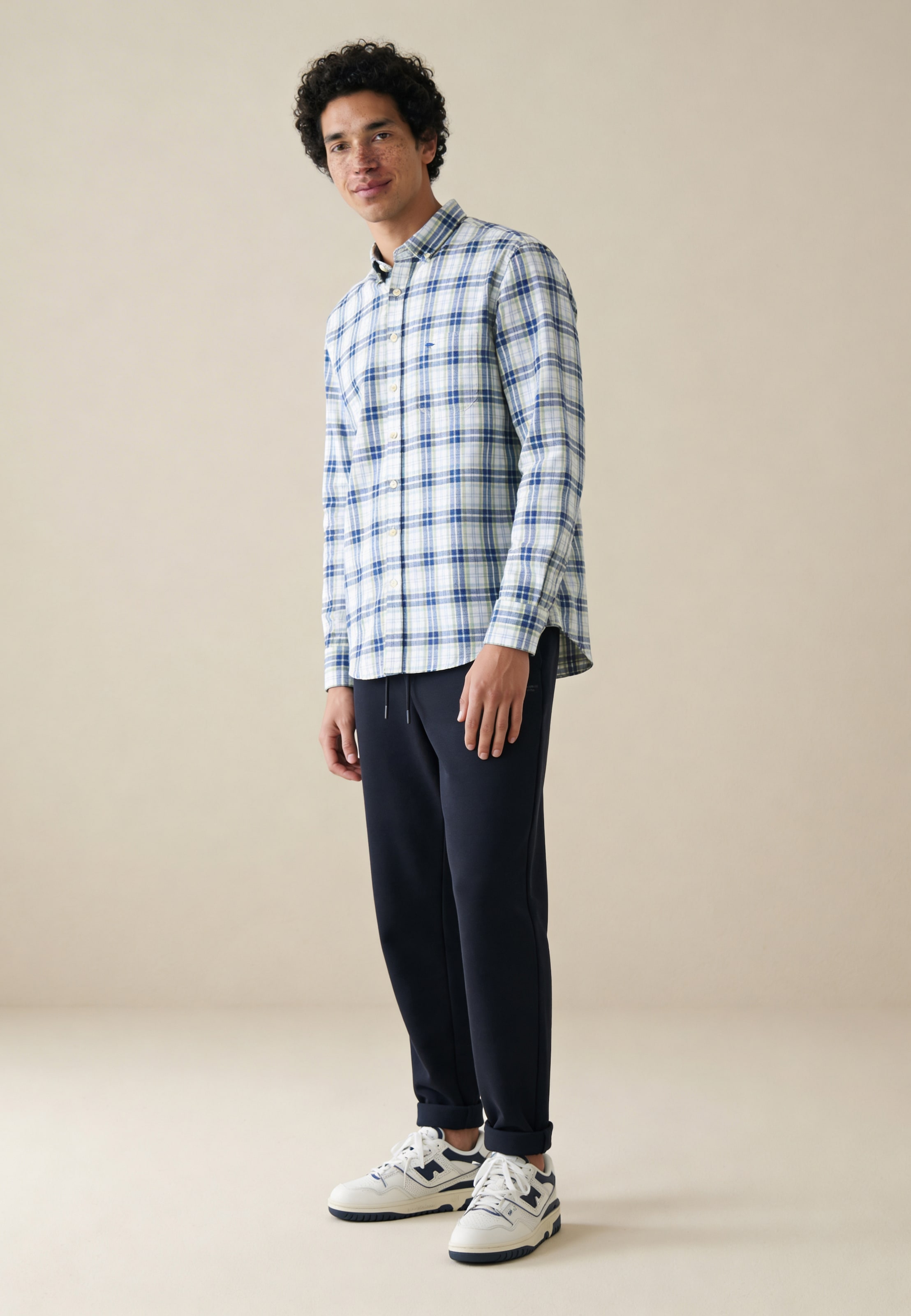 FYNCH-HATTON Langarmhemd »Washed Oxford Check« normale Passform, kariertes Muster, mit Brusttasche