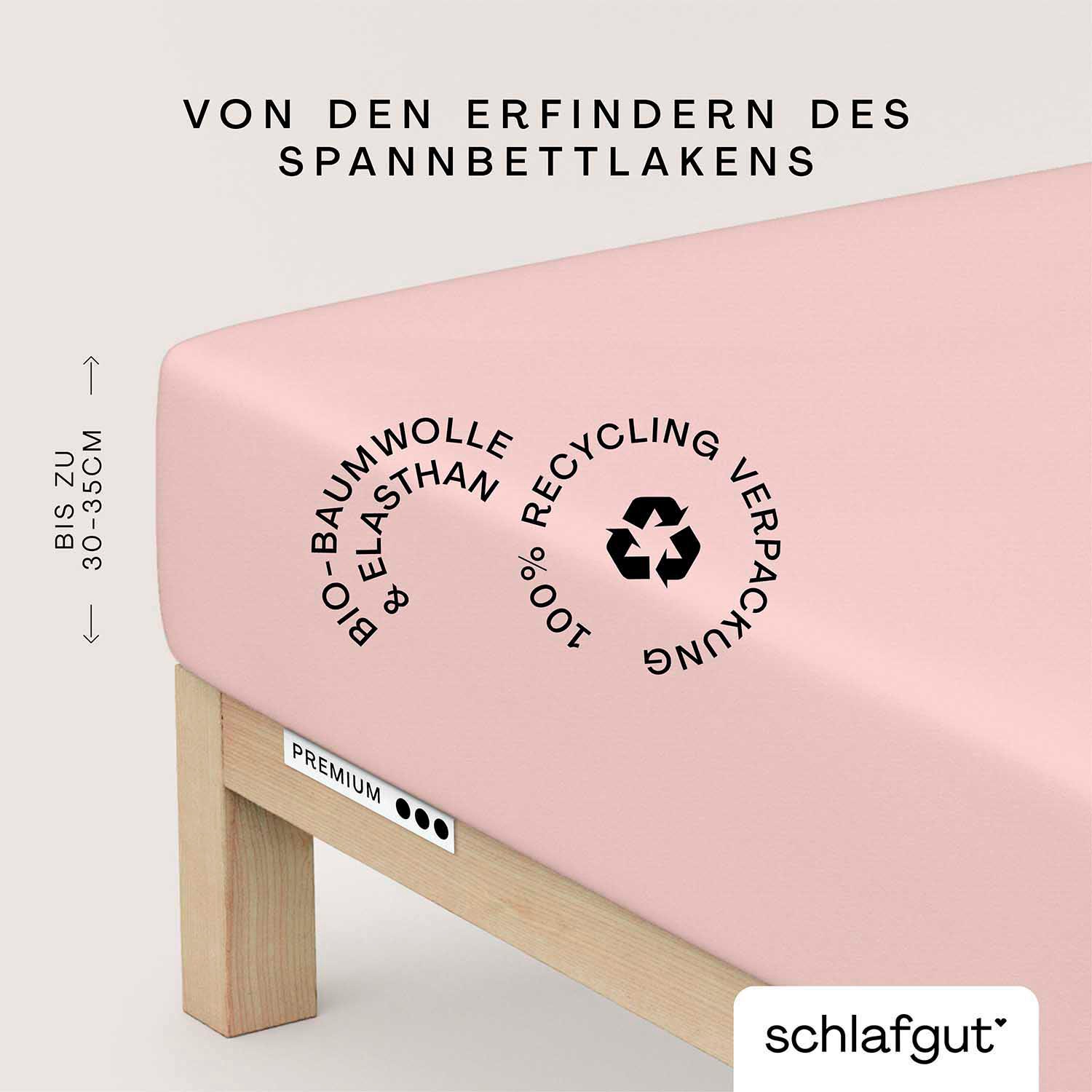 Spannbettlaken SCHLAFGUT, lila, Mako-Zwirn-Jersey, Obermaterial: 95% Baumwolle, 5% Elasthan, Bettlaken, "PREMIUM Mako-Zwirn-Jersey, 220 g/m², 95%