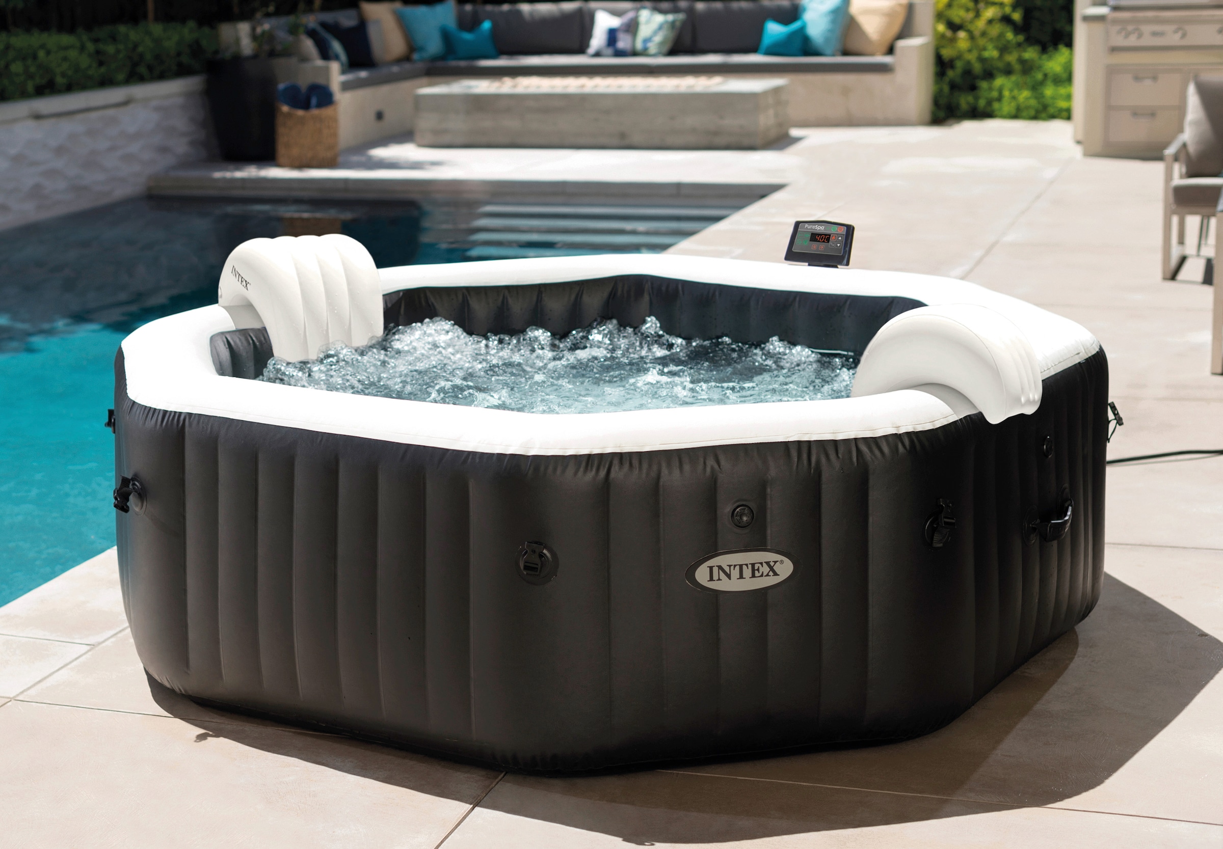 Intex Whirlpool "PureSPA "Jet + Bubble Deluxe" octagon, onyx black", (Set), günstig online kaufen