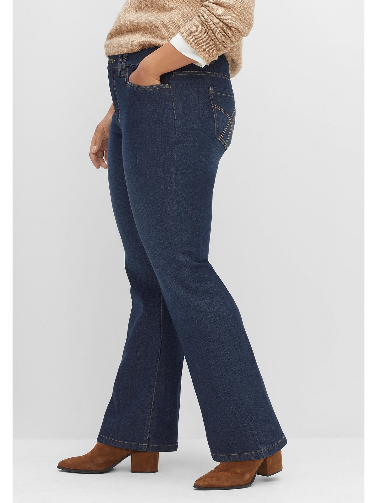 kaufen | BAUR Sheego Kontrastnähten Bootcut-Jeans »Große mit Größen«,