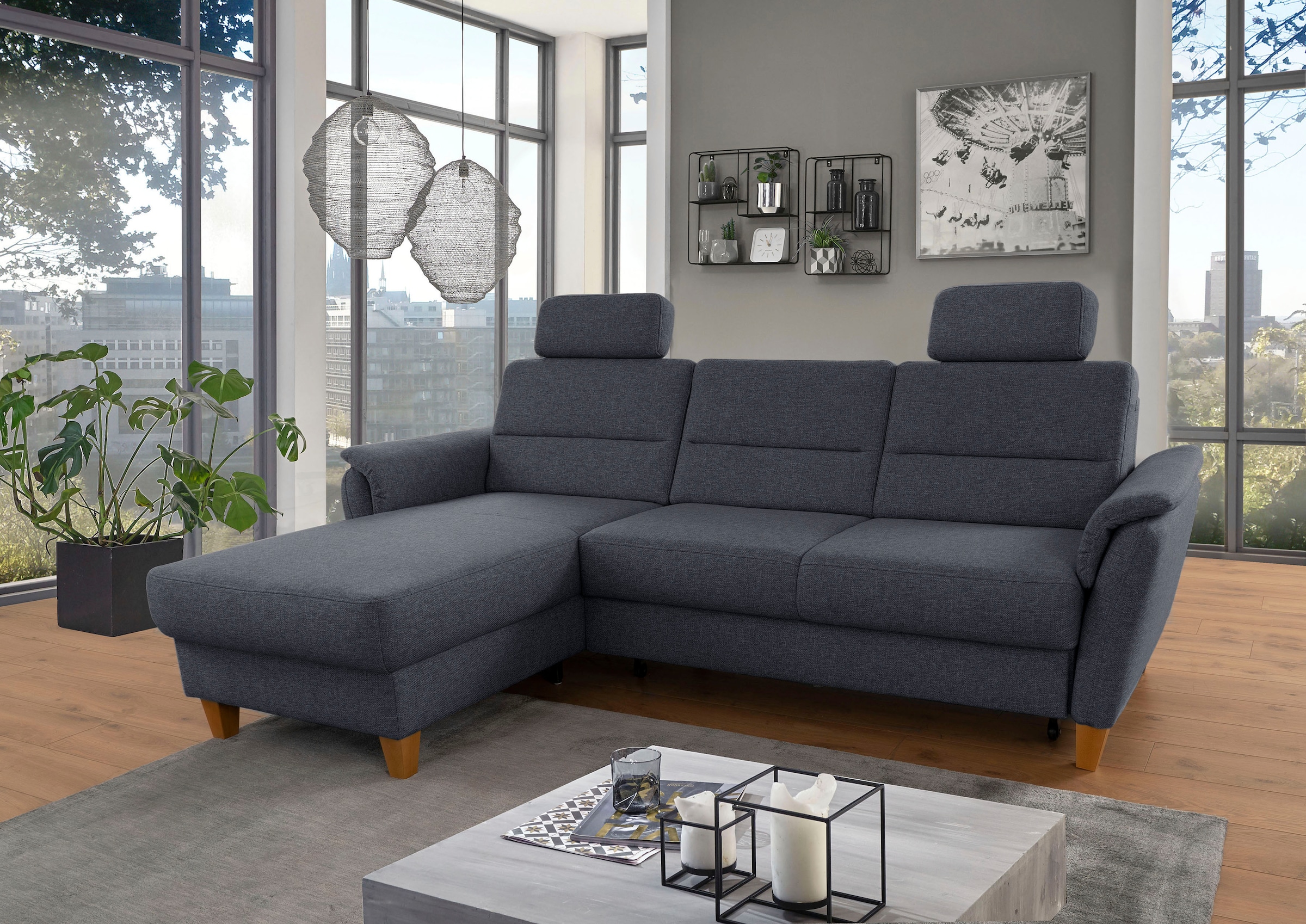 Home affaire Ecksofa »Palmera L-Form«, Federkern, wahlweise mit Bettfunktion und mit/ohne Bettkasten