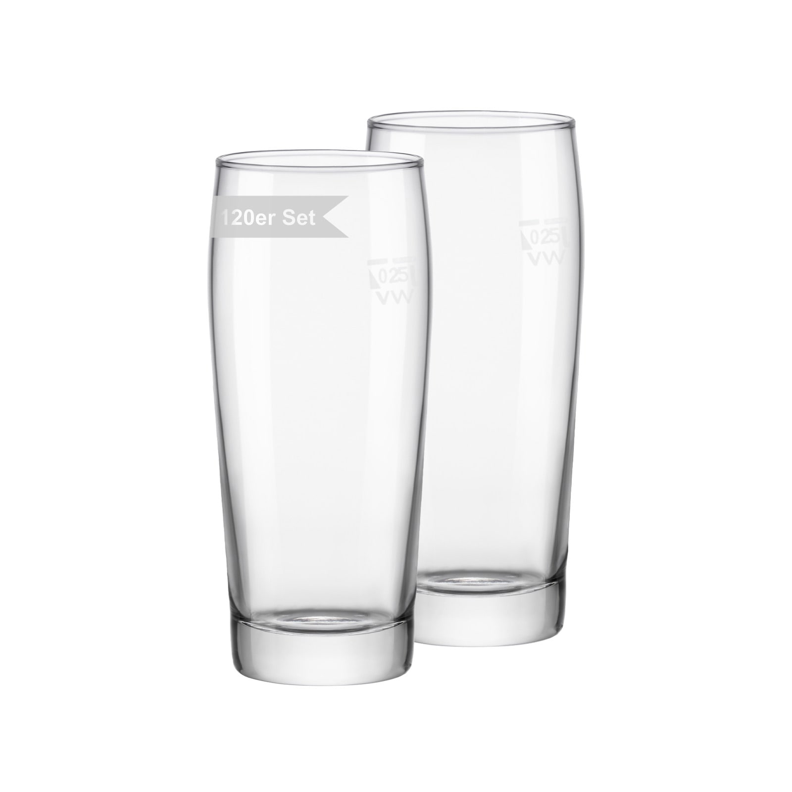 VAN WELL Bierglas "Willi Becher geeicht 0,25 l 120er Set transparent", Ø 6,5cm x 14,3cm, 250ml, 120 tlg., bunt, Trinkgefäße, Spülmaschinenfest,