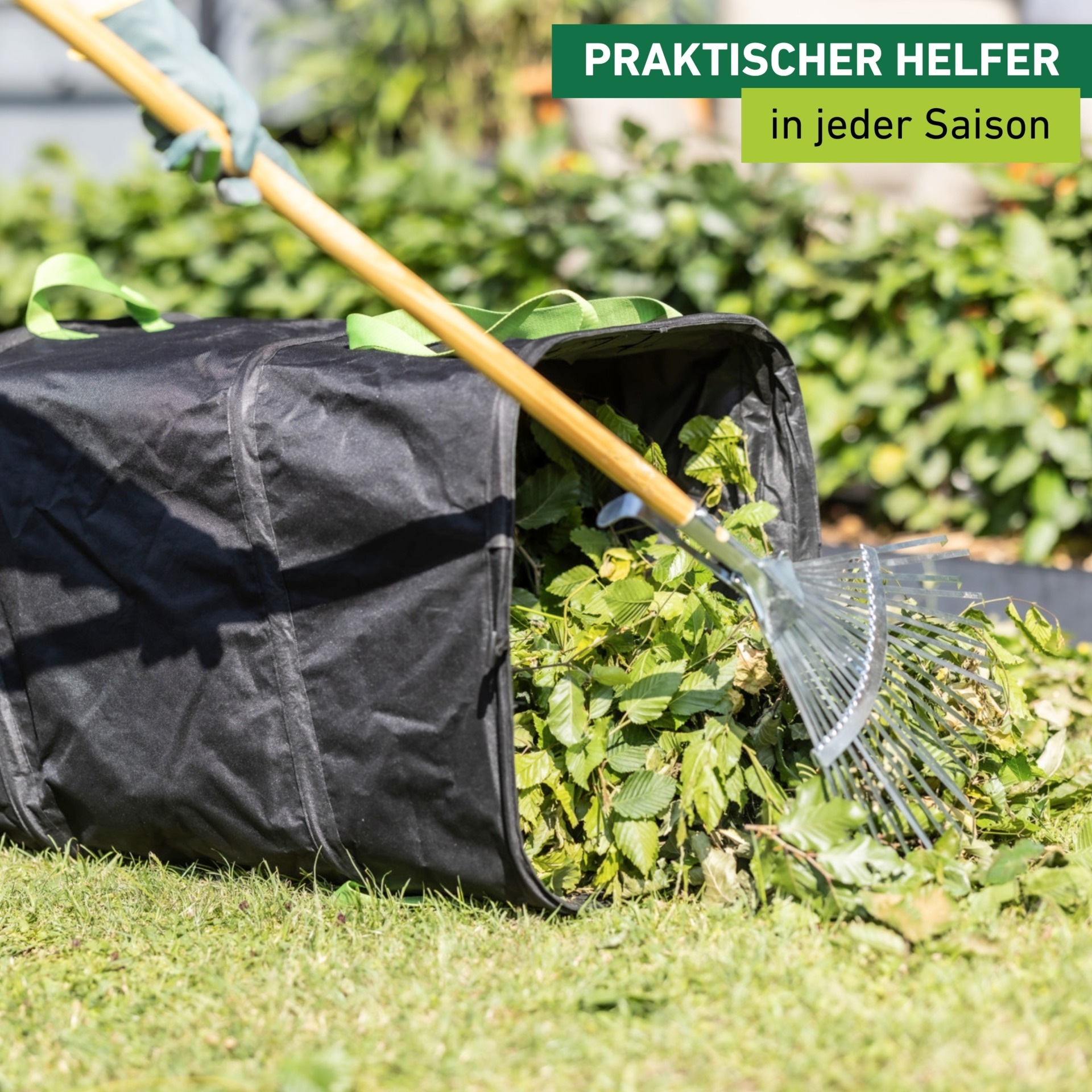 Windhager Gartensack »Pop-up Square aus hochwertigem Oxford 600D Gewebe« 1 tlg. selbststehender Laubsack 180 Liter, Gartenabfallsack wiederverwendbar