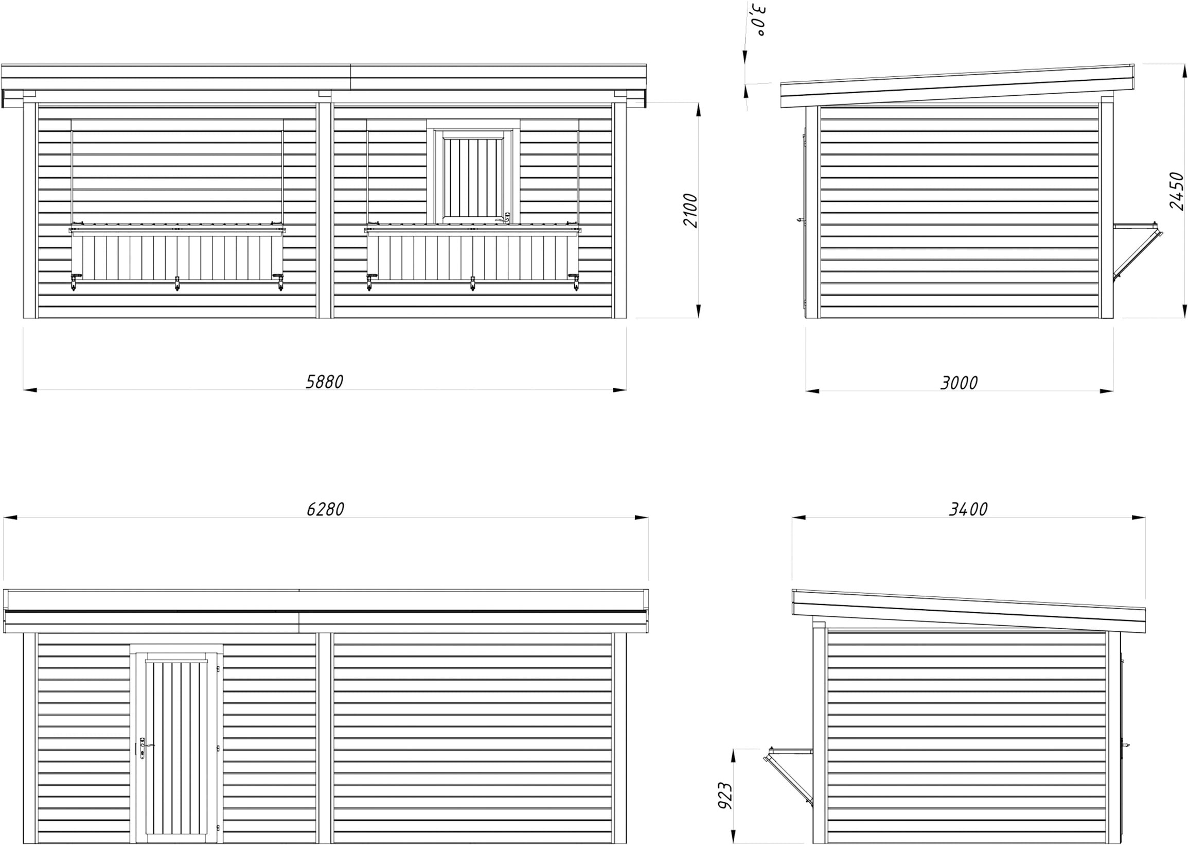 Palmako Holzpavillon »Lenna 16,6 m² Set 311« BxTxH: 628x340x245 cm