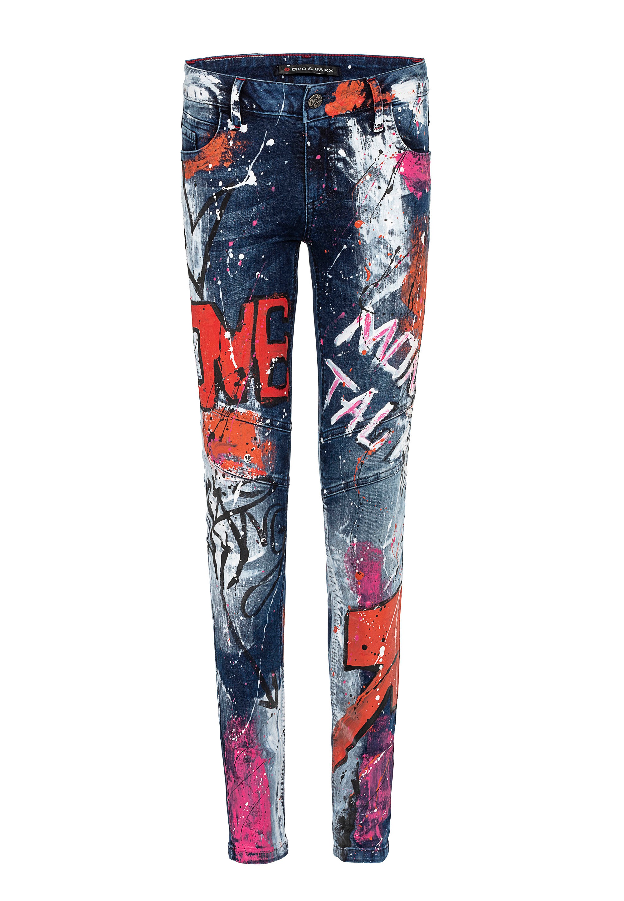 Cipo & Baxx Slim-fit-Jeans, mit extravagantem Graffiti-Design