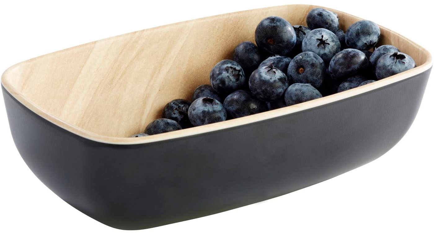APS Schale "Frida, GN 1/9 Schale", B/H/L: 10,8cm x 5,5cm x 17,6cm, schwarz, Schüsseln, innen mit Holzoptik, 17,6 x 10,8 cm, Höhe ca. 5,5 cm