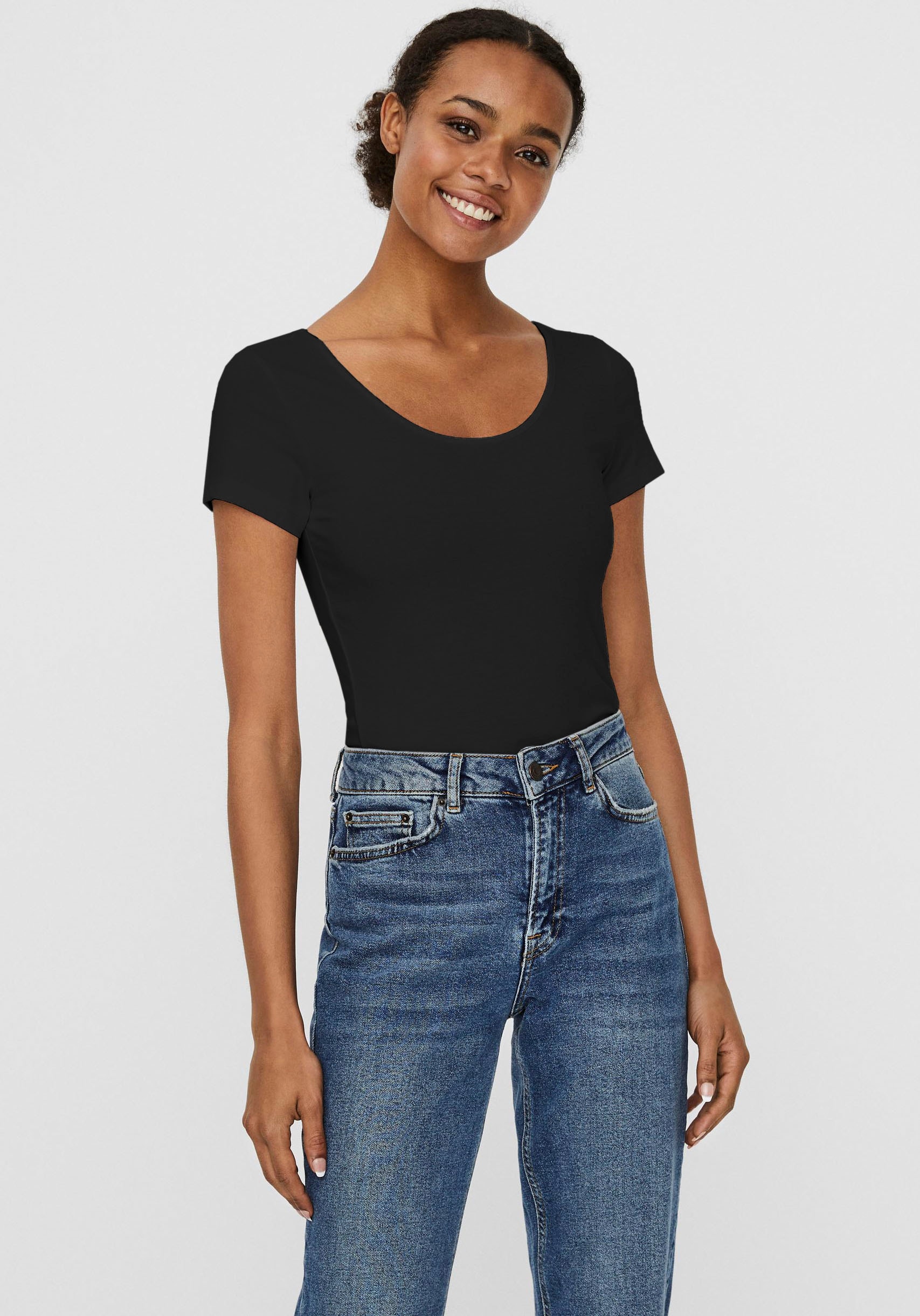 Vero Moda Rundhalsshirt »VMMAXI MY SOFT SS U-NECK«