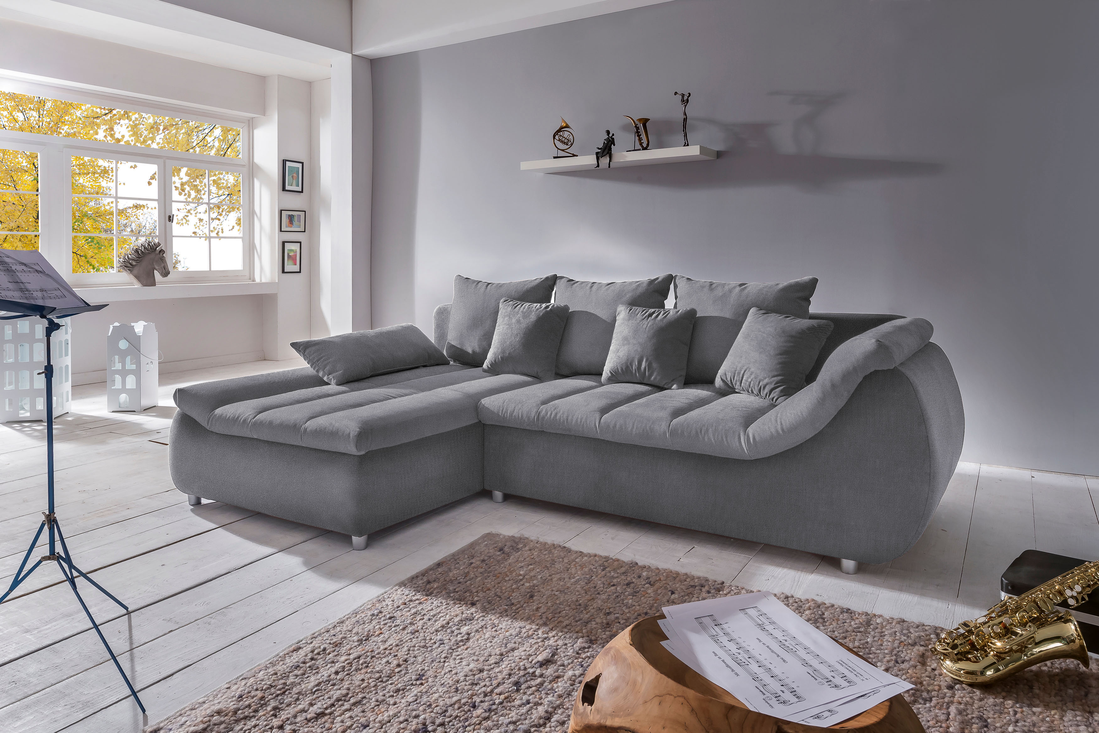 Home affaire Ecksofa "Imola, bequem, aktuelle Steppung im Sitz, L-Form, Breite 270cm" wahlweise mit Bettfunktion
