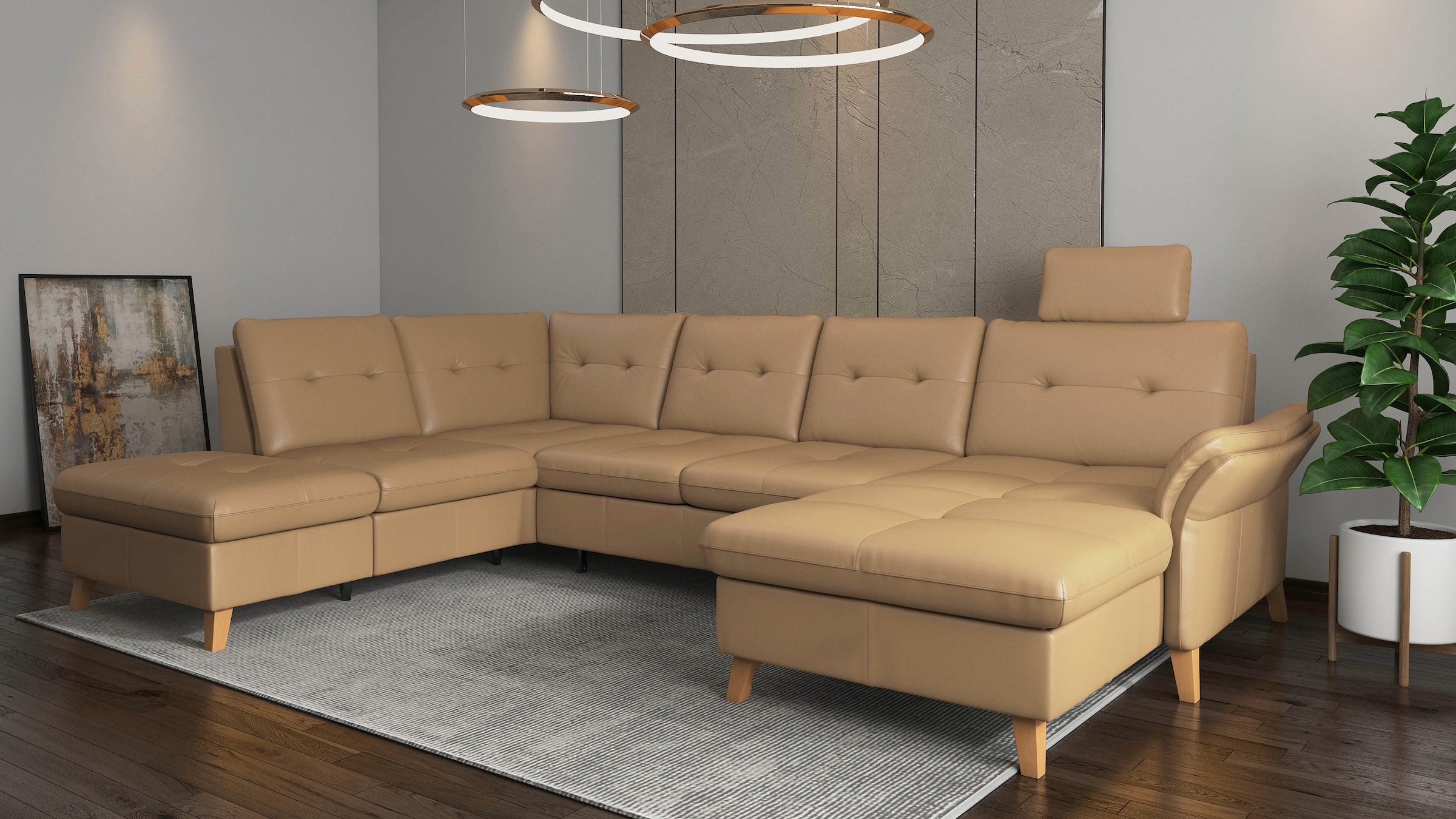 sit&more Wohnlandschaft »Göteborg«, inkl. Sitztiefenverstellung, wahlweise mit Bettfunktion & Bettkasten