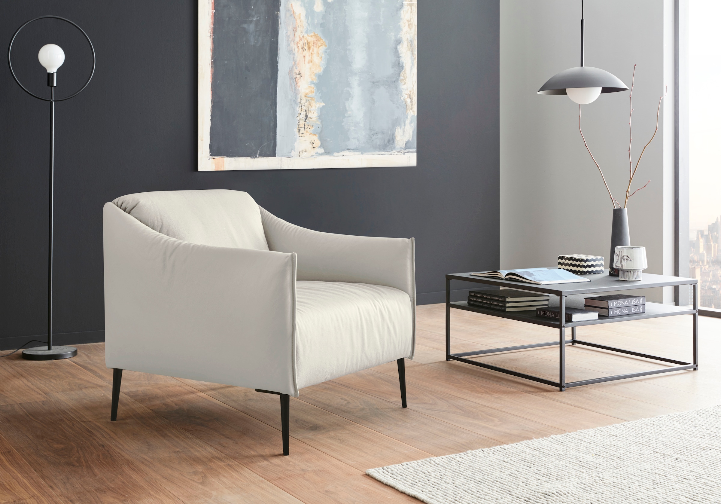 W.SCHILLIG Cocktailsessel "sally Design-Sessel, zeitlos und bequem, tolle Verarbeitungsdetails" mit Metallfüßen in Schwarz pulverbeschichtet