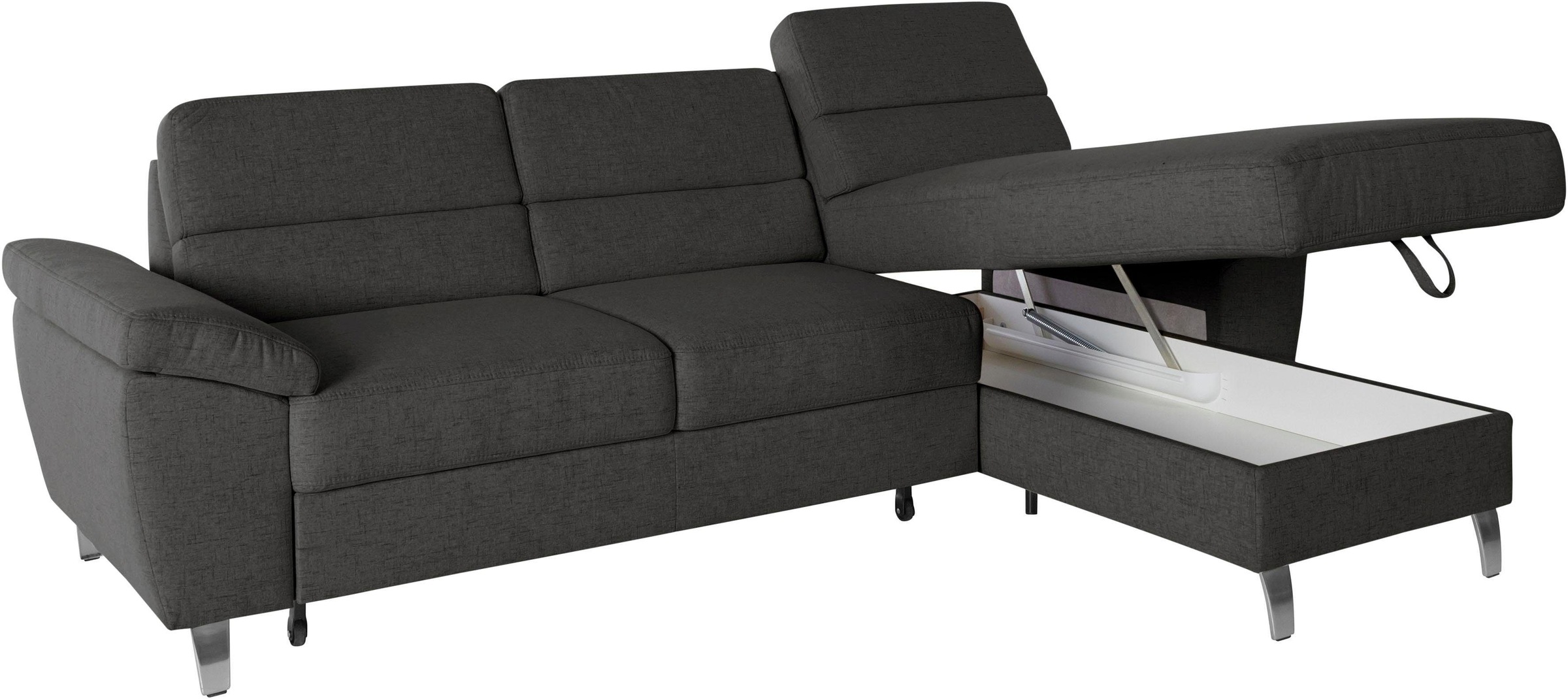 Ecksofa SIT & MORE "Sorano L-Form", grau (anthrazit), B:250cm H:88cm T:161cm, Sofas, Ecksofa, wahlweise mit Bettfunktion und Bettkasten 10