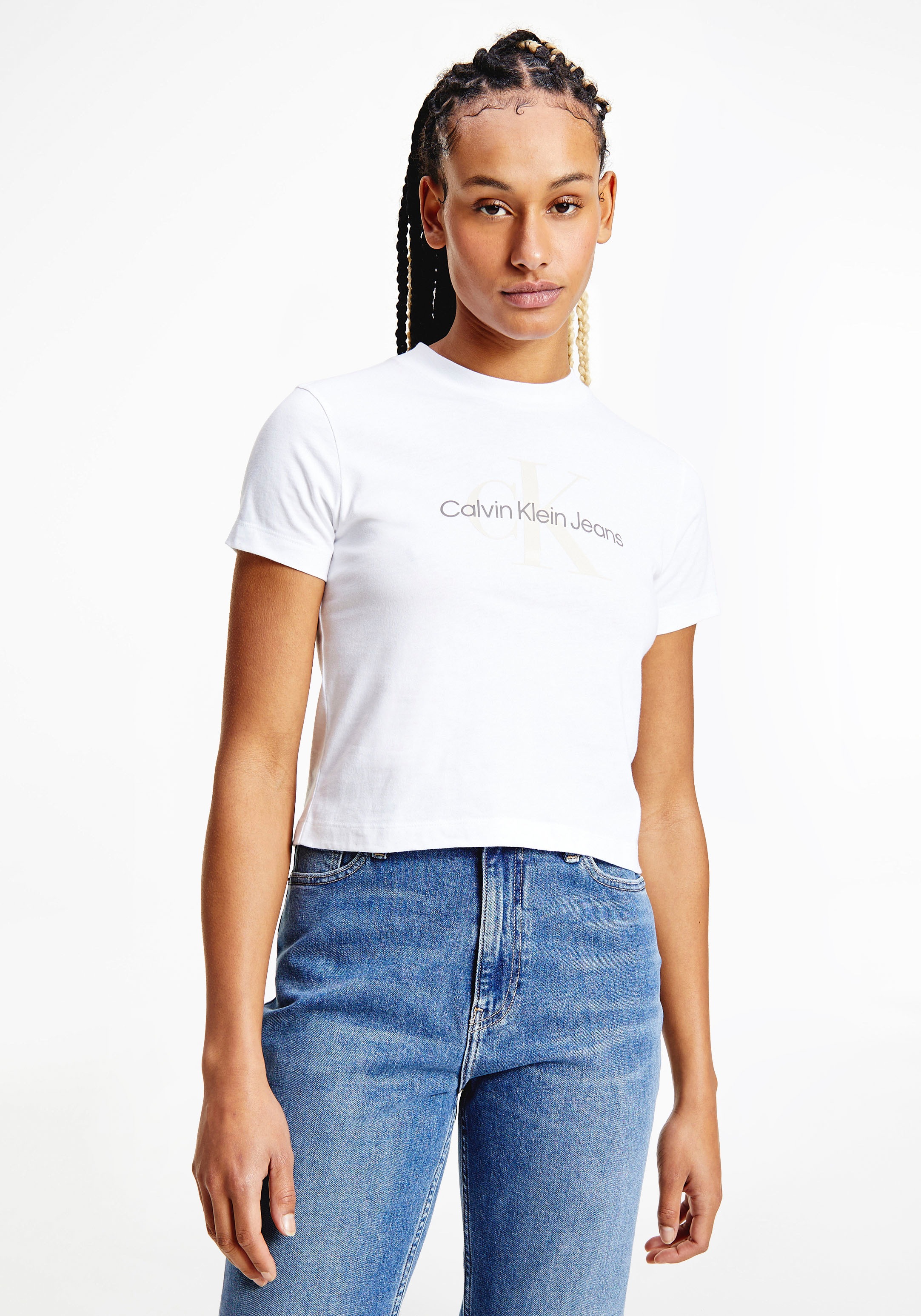 Calvin Klein Jeans Rundhalsshirt »SEASONAL MONOGRAM BABY TEE«, mit Calvin  Klein Jeans Logoschriftzug für bestellen | BAUR