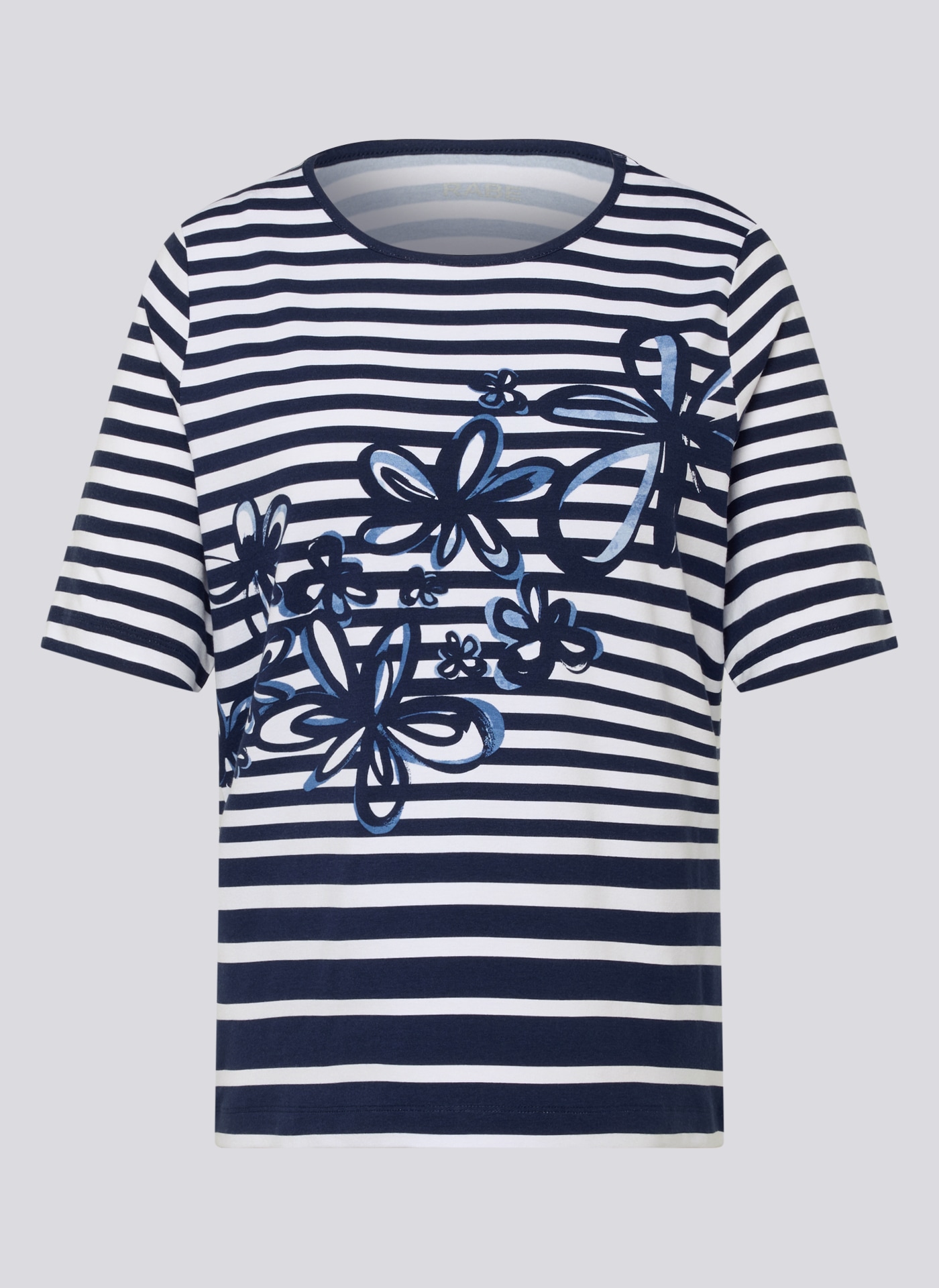 Rabe Rundhalsshirt, im Streifen-Design und mit floralem Muster