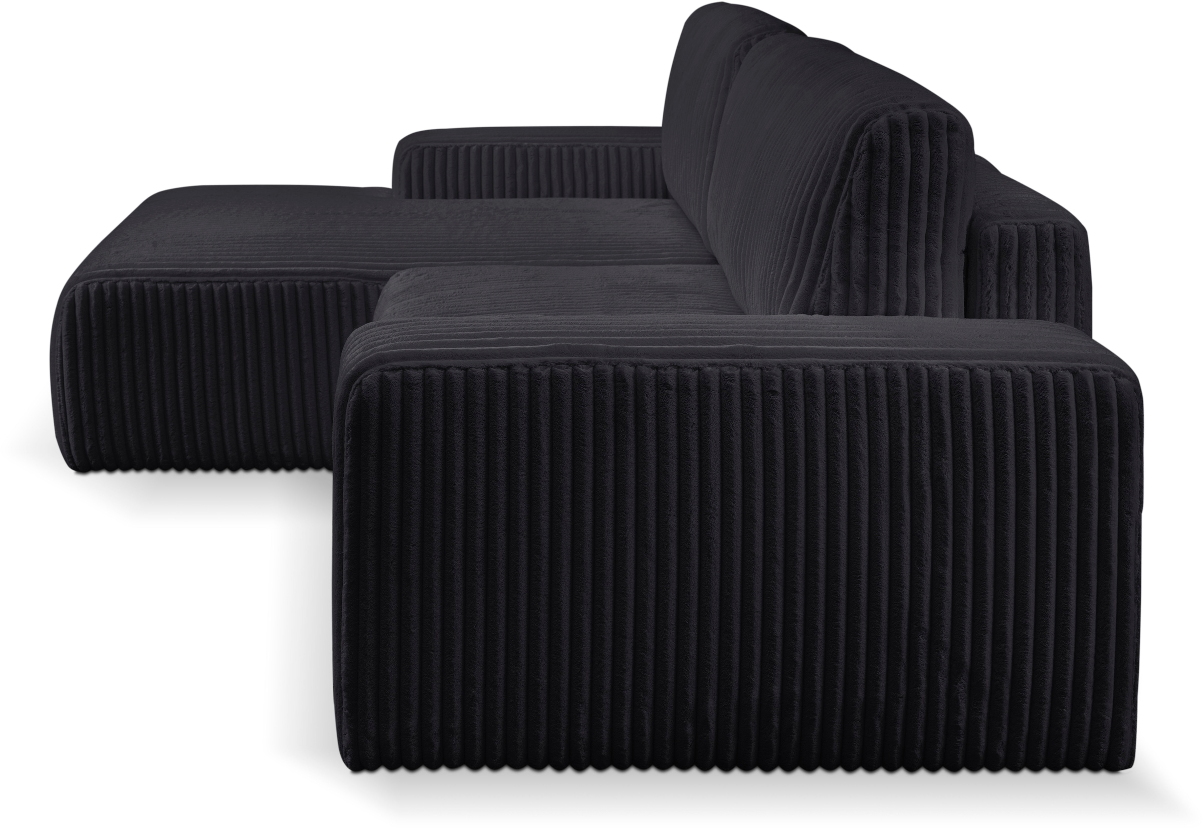 WERK2 Ecksofa »Rotterdam-L, kuschelweicher Cord oder Breitcord, L-Form, Breite 267 cm«, Design Ecksofa mit Schlaffunktion & Bettkasten, Breitcord, Schwarz
