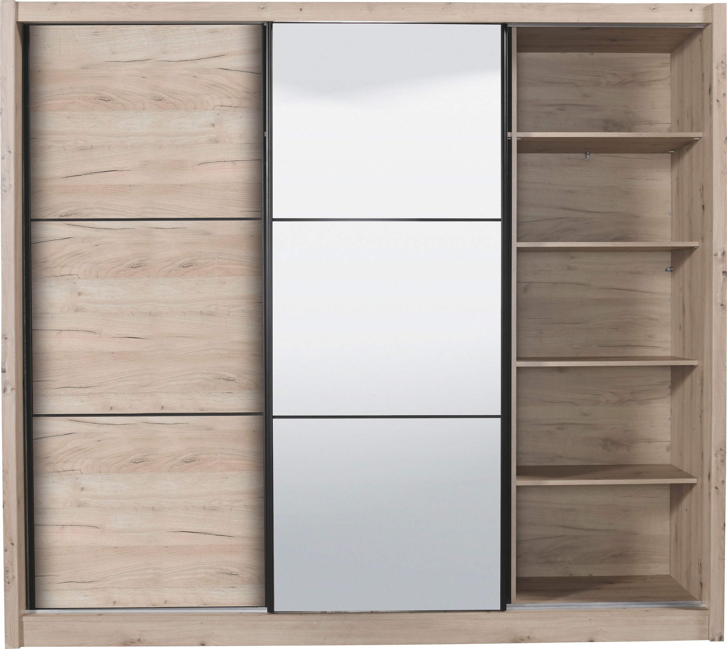 INOSIGN Schwebetürenschrank »Navara Kleiderschrank mit Spiegel Wäscheschrank Garderobe«, mit großzügiger Innenausstattung, FSC®-zertifiziert, in 3 Breiten