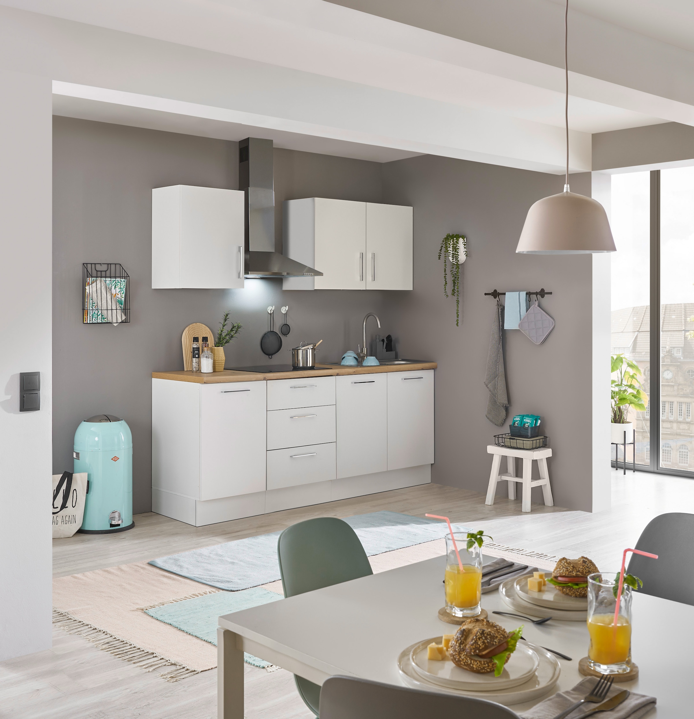 BASIC by Balculina Küchenzeile »Turin«, Breite 210 cm, ohne E-Geräte, mit Soft-Close-Funktion