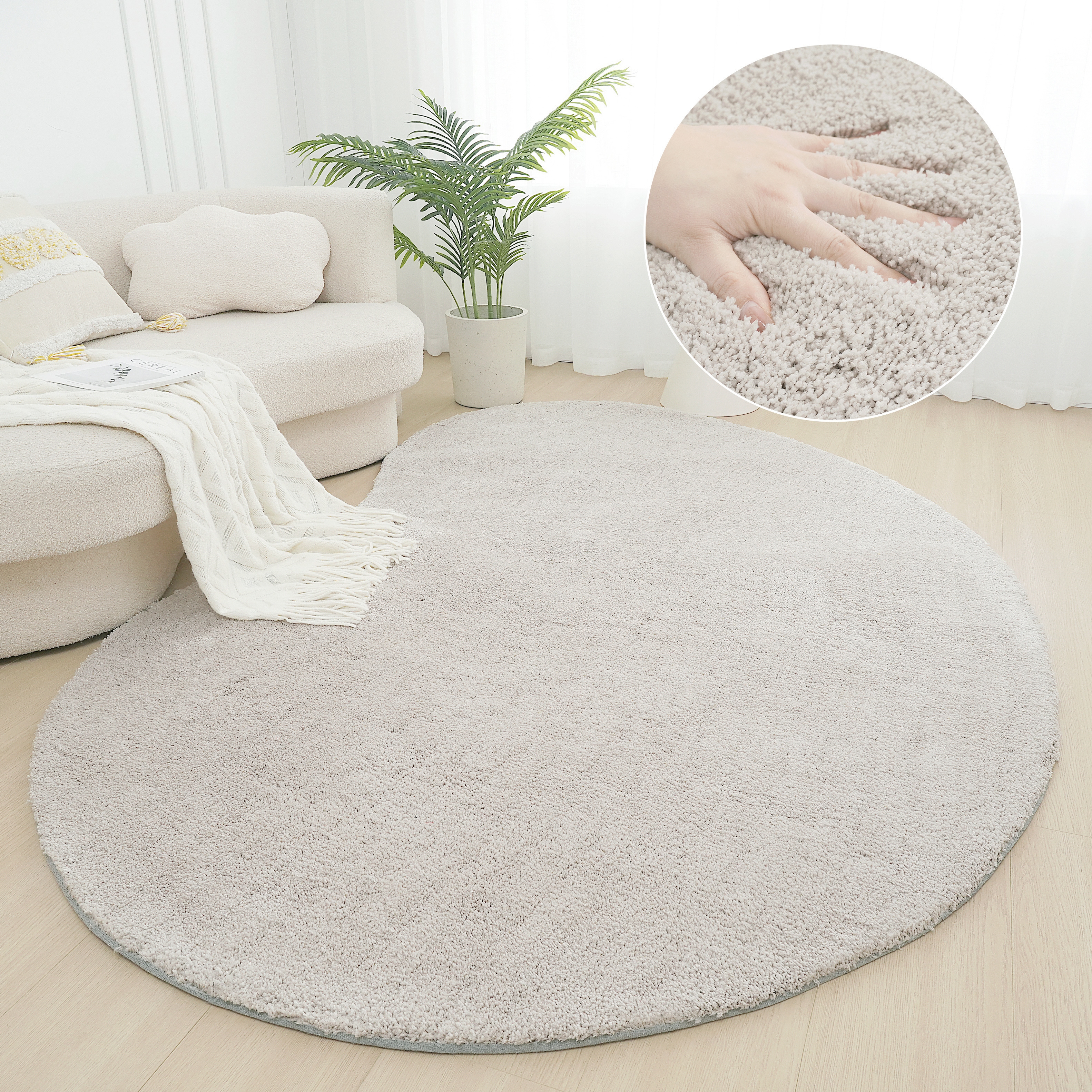 LeGer Home by Lena Gercke Hochflor-Teppich "Halrum, einfarbig, besondere Form, modern" U-förmig 25 mm Höhe organische Form, bean shape, kuschelig, Wohnzimmer, Schlafzimmer