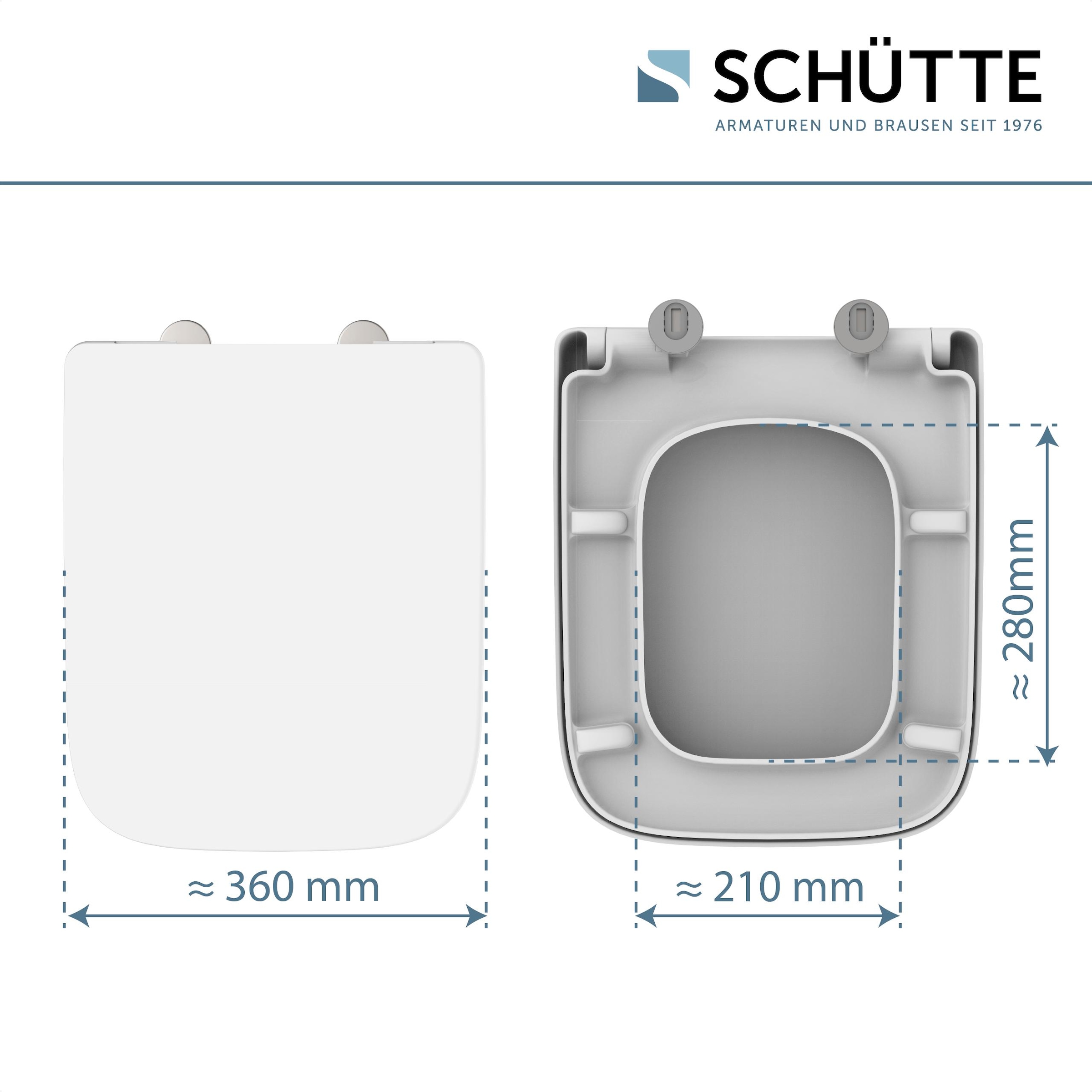Schütte WC-Sitz »Duroplast, WHITE E-Form PRO 4«, (WC-Sitz, Befestigungsmaterial, Montageanleitung), mit Absenkautomatik und Schnellverschluss