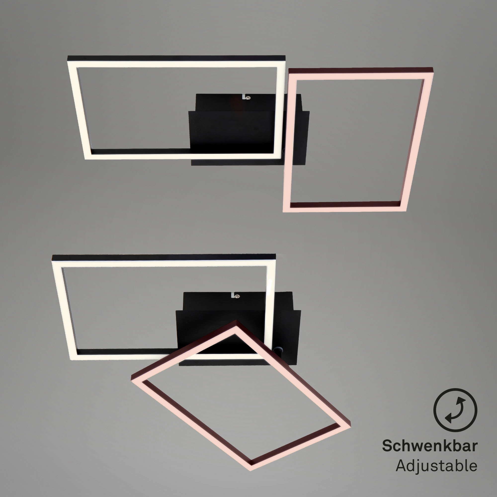 Briloner Leuchten LED Deckenleuchte »3149015 FRAME«, Leuchtmittel LED-Board | LED fest integriert, Deckenlampe, 50x38,8x7,8cm, Schwarz, 30W, Wohnzimmer, Schlafzimmer