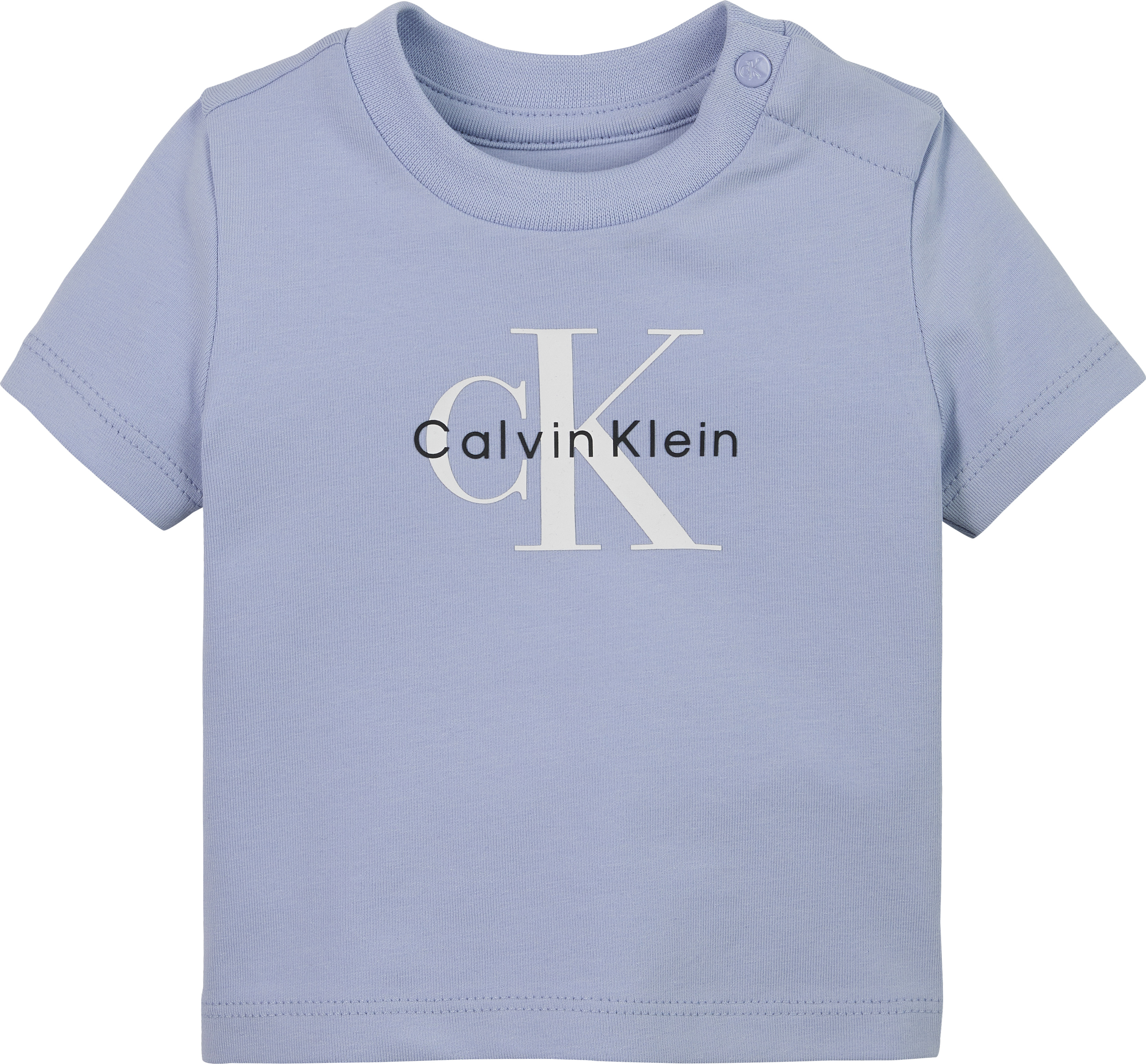Mädchen T-Shirt "MONOGRAM SS T-SHIRT", CALVIN KLEIN JEANS, Gr. 68dusky cornflower, Jersey, Obermaterial: 93% Baumwolle, 7% Elasthan, unifarben, Shirts