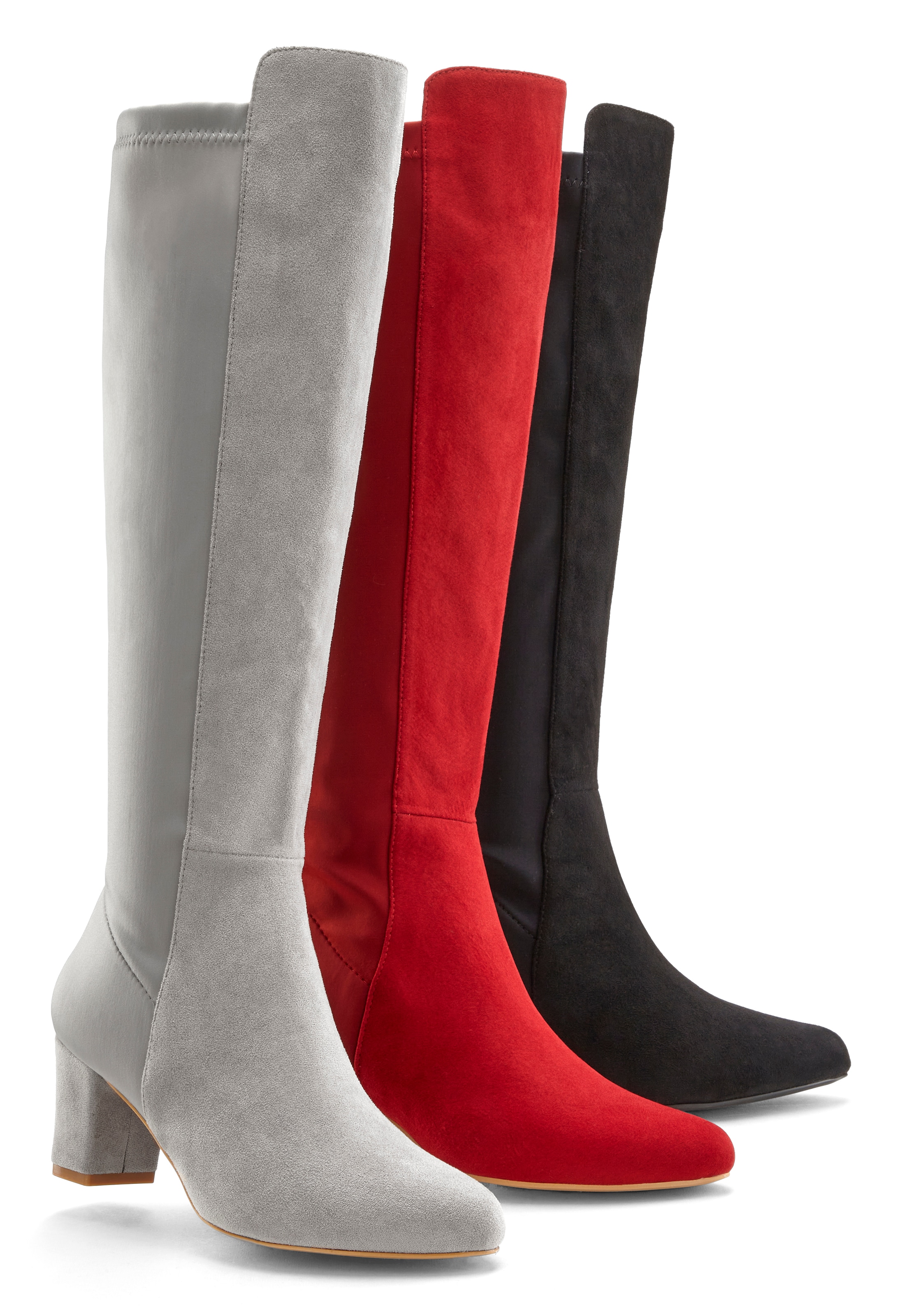LASCANA Stiefel, mit Stretcheinsatz und Langschaft, Stiefelette, Langer Stiefel VEGAN