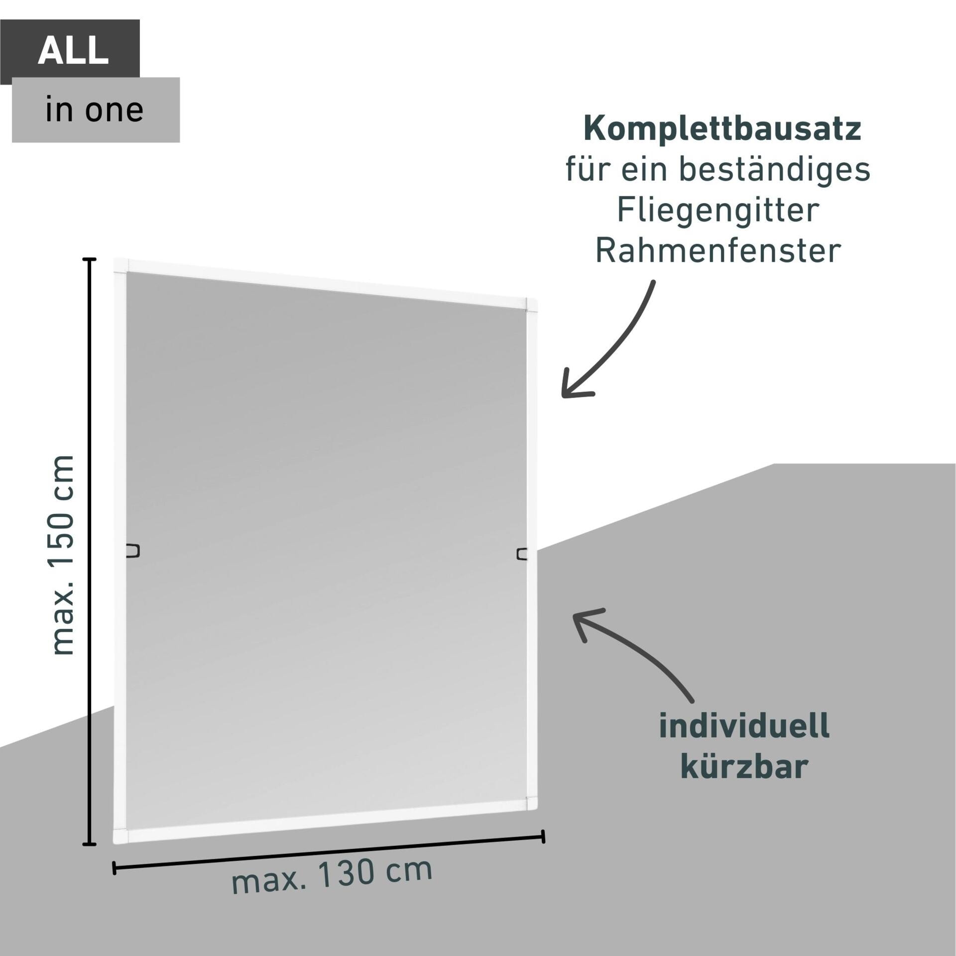 Windhager Insektenschutz-Fensterrahmen »Plus, aus Fiberglasgewebe mit Alurahmen, Fliegengitter Rahmenfenster« Fliegengitter in weiß, anthrazit erhältlich, 130x150cm, ohne bohren