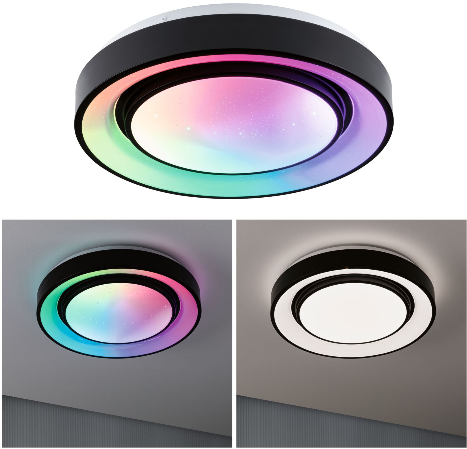 Paulmann LED Deckenleuchte »Rainbow Dynamic 22W 375mm Weiß/Schwarz 230V«, 1 flammig-flammig, RGBW TunableWhite