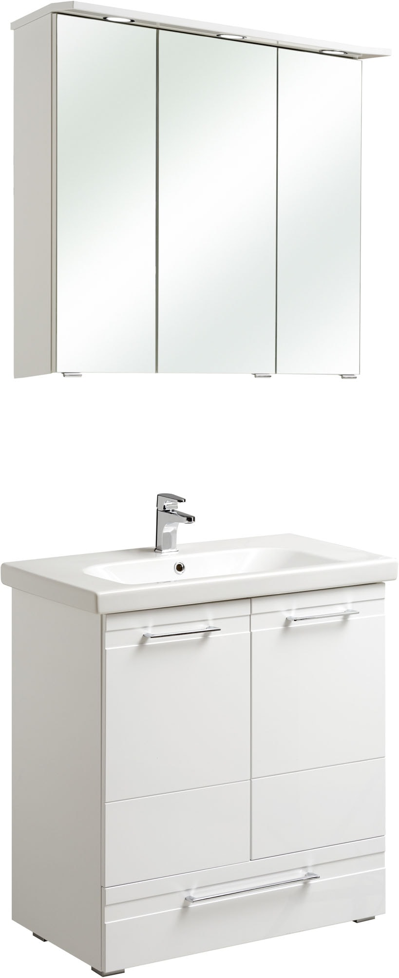 Saphir Badmöbel-Set "Keramikwaschtisch, Waschtischunterschrank und Spiegelschrank" Set, 3 Stk. tlg.