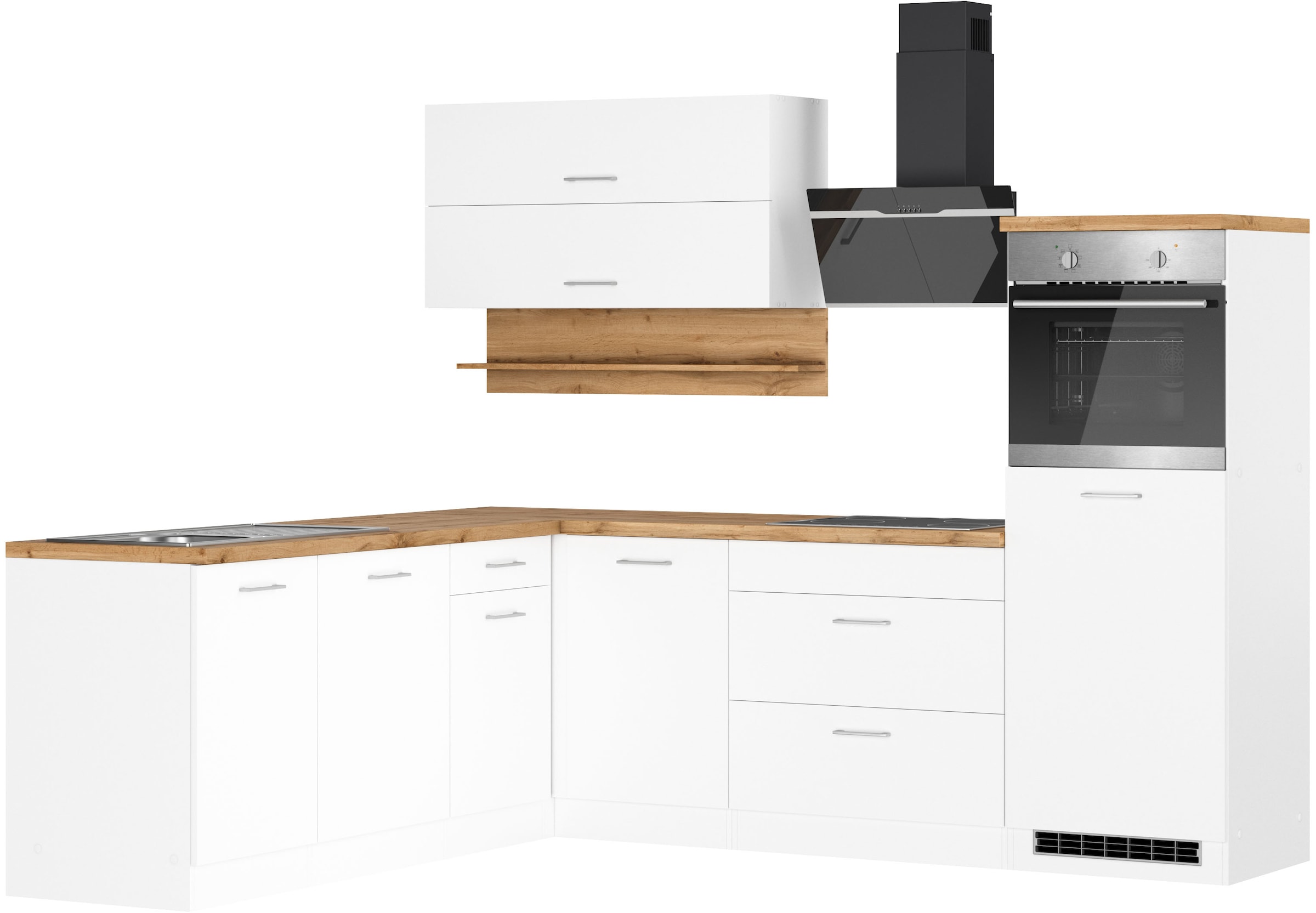 KOCHSTATION Winkelküche "KS-Milan" Stellbreite 250/220 cm, viel Stauraum, wahlweise mit E-Geräten