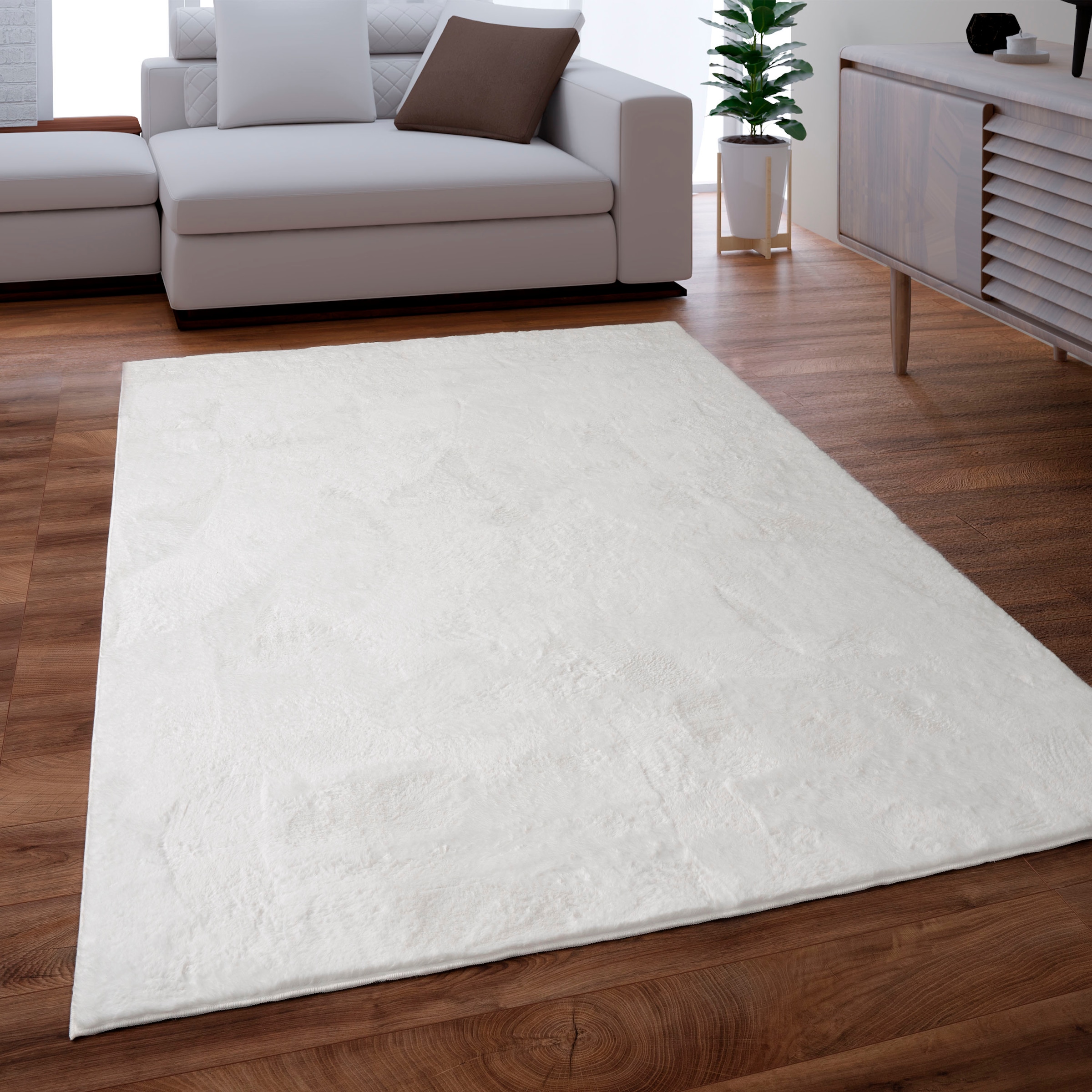 Paco Home Fellteppich "Kunstfell Soft 380", rechteckig, 14 mm Höhe, Langflor, Kuschelteppich - besonders weich, Uni-Farb