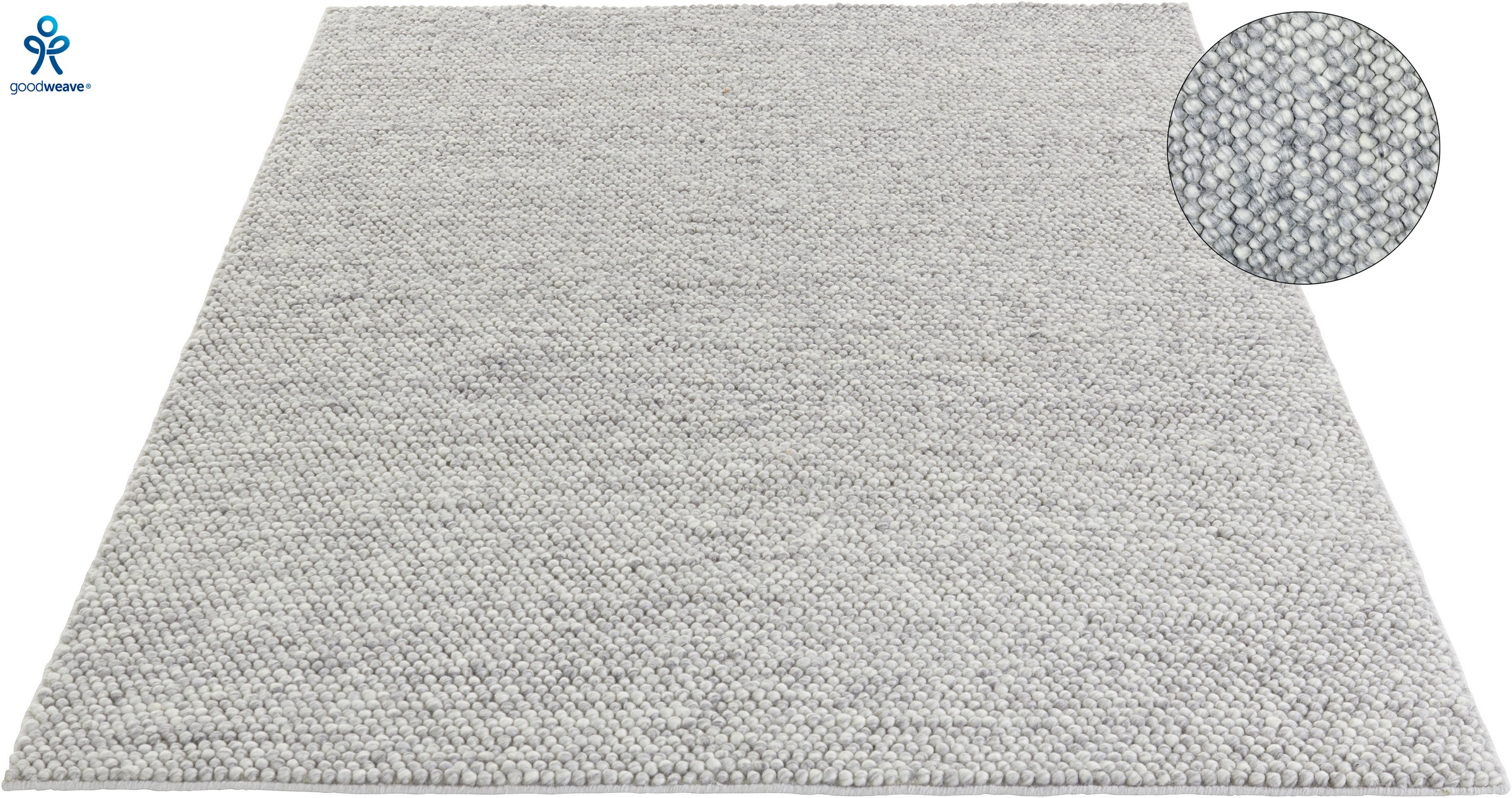 Wollteppich "Ainhoa, handgewebt, Wolle" Gr. 3, grau, B:120cm H:12mm L:180cm, Kunstfaser, Wolle, LEGER HOME BY LENA GERCKE, Teppiche, einfarbig, Wolle, Teppich, Wohnzimmer, Schlafzimmer, Esszimmer
