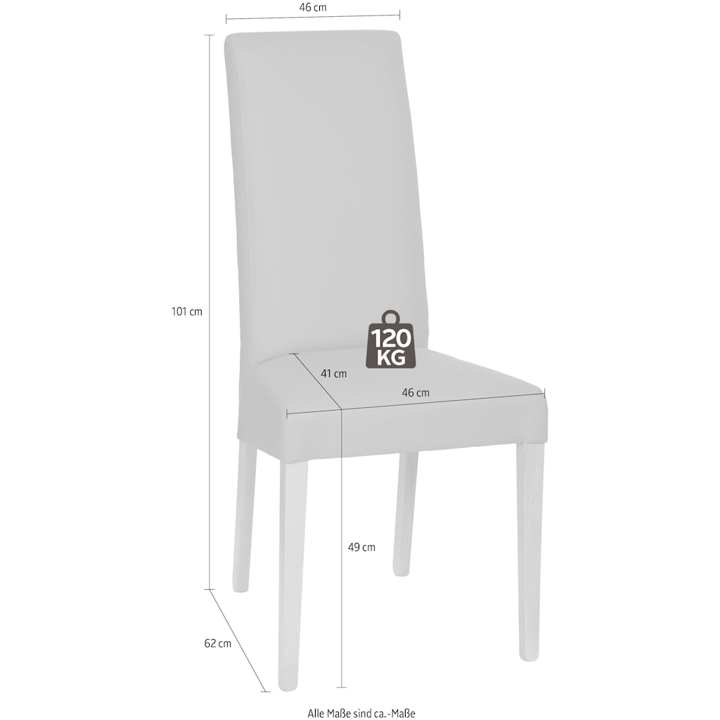 Home affaire 4-Fußstuhl »Friedrichsholm«, (Set), 2 St., Kunstleder, im 2er Set, aus massiver Eiche natur