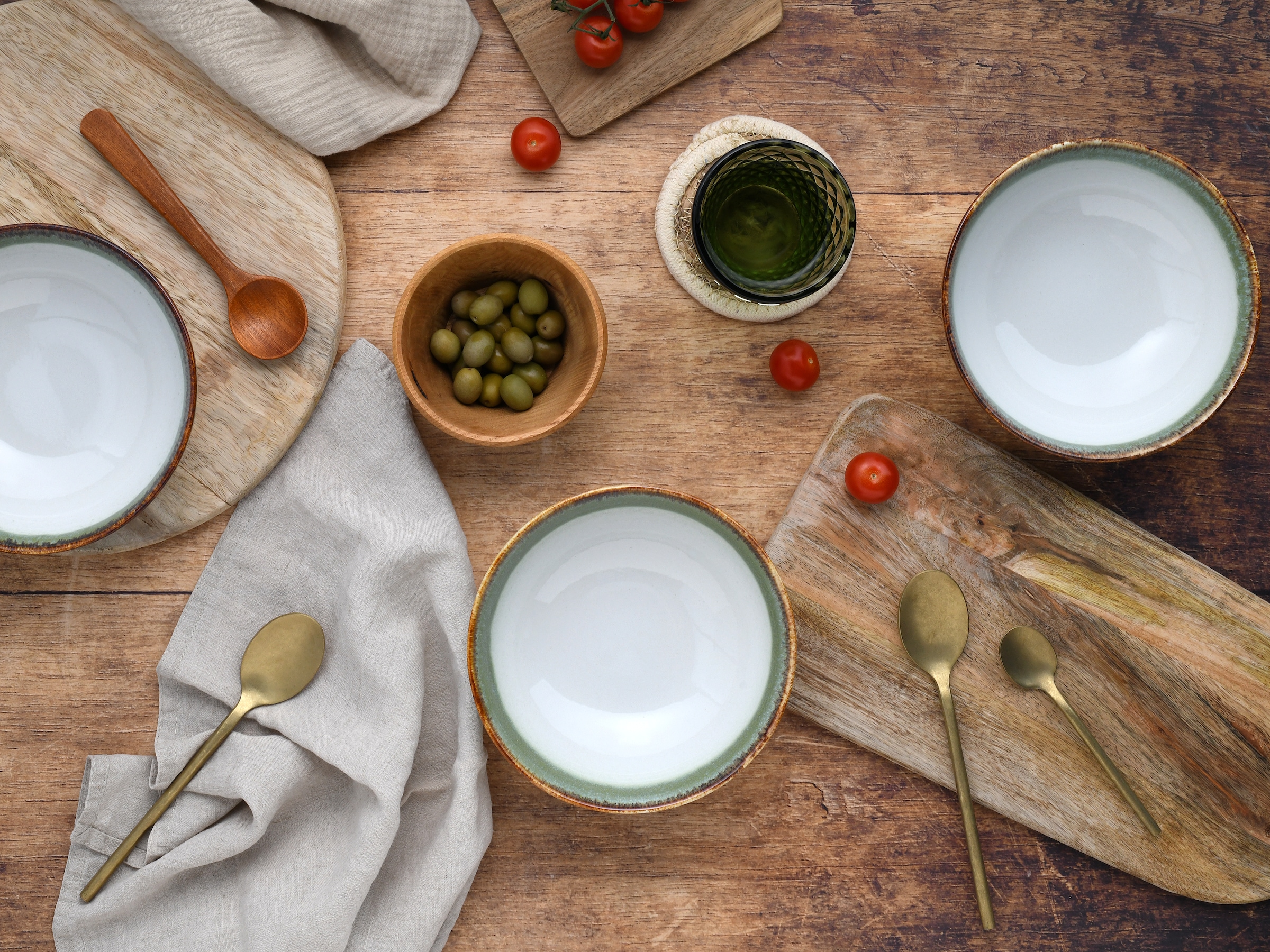 CreaTable Schale »Cascade, Buddha Bowl 17,5 cm 4-tlg« 4 Stk. aus Steinzeug Rekativglasur, Healthy Food