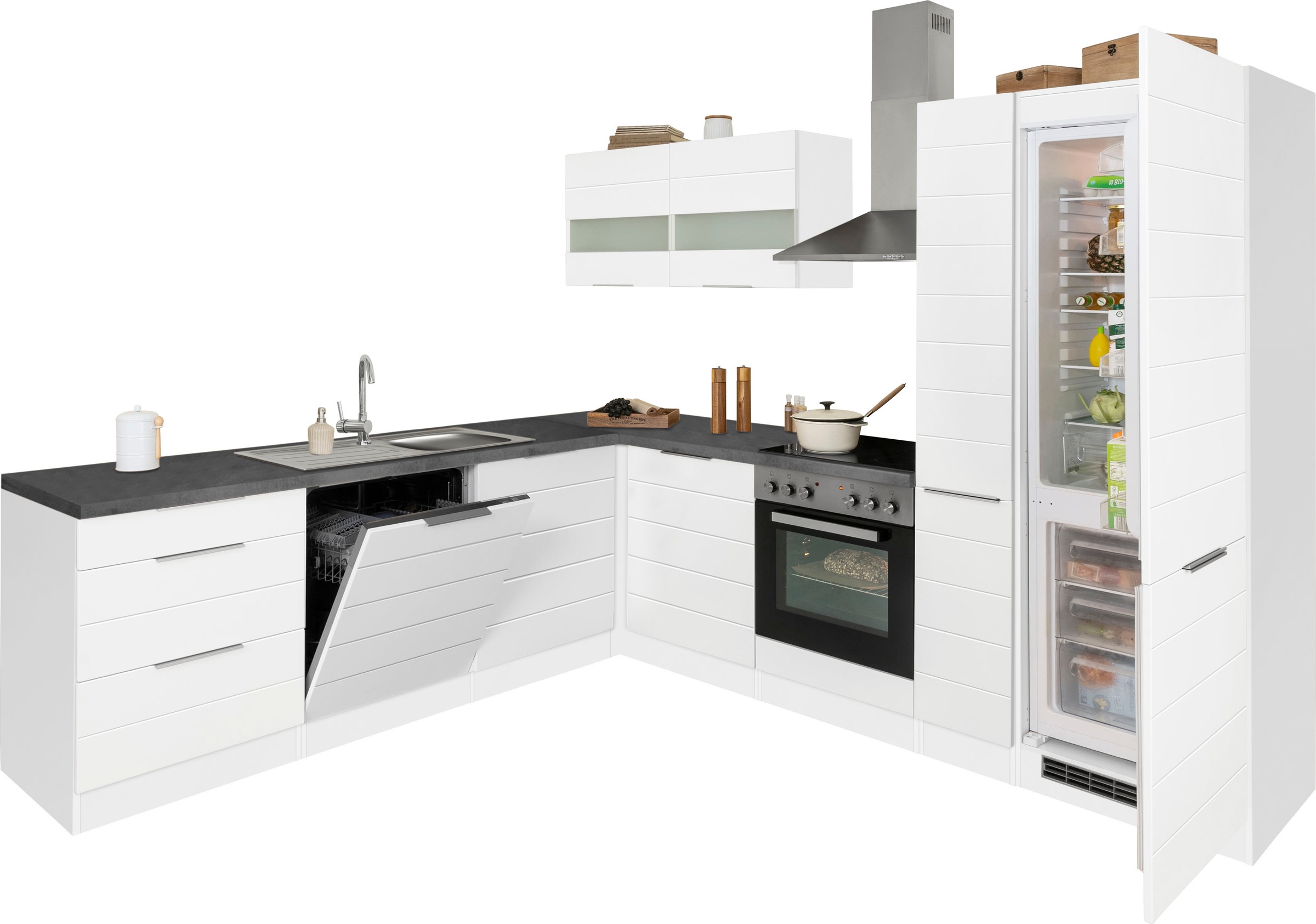 KOCHSTATION Winkelküche "KS-Luhe" Stellbreite 240x270 cm, wahlweise mit oder ohne E-Geräten, MDF-Fronten