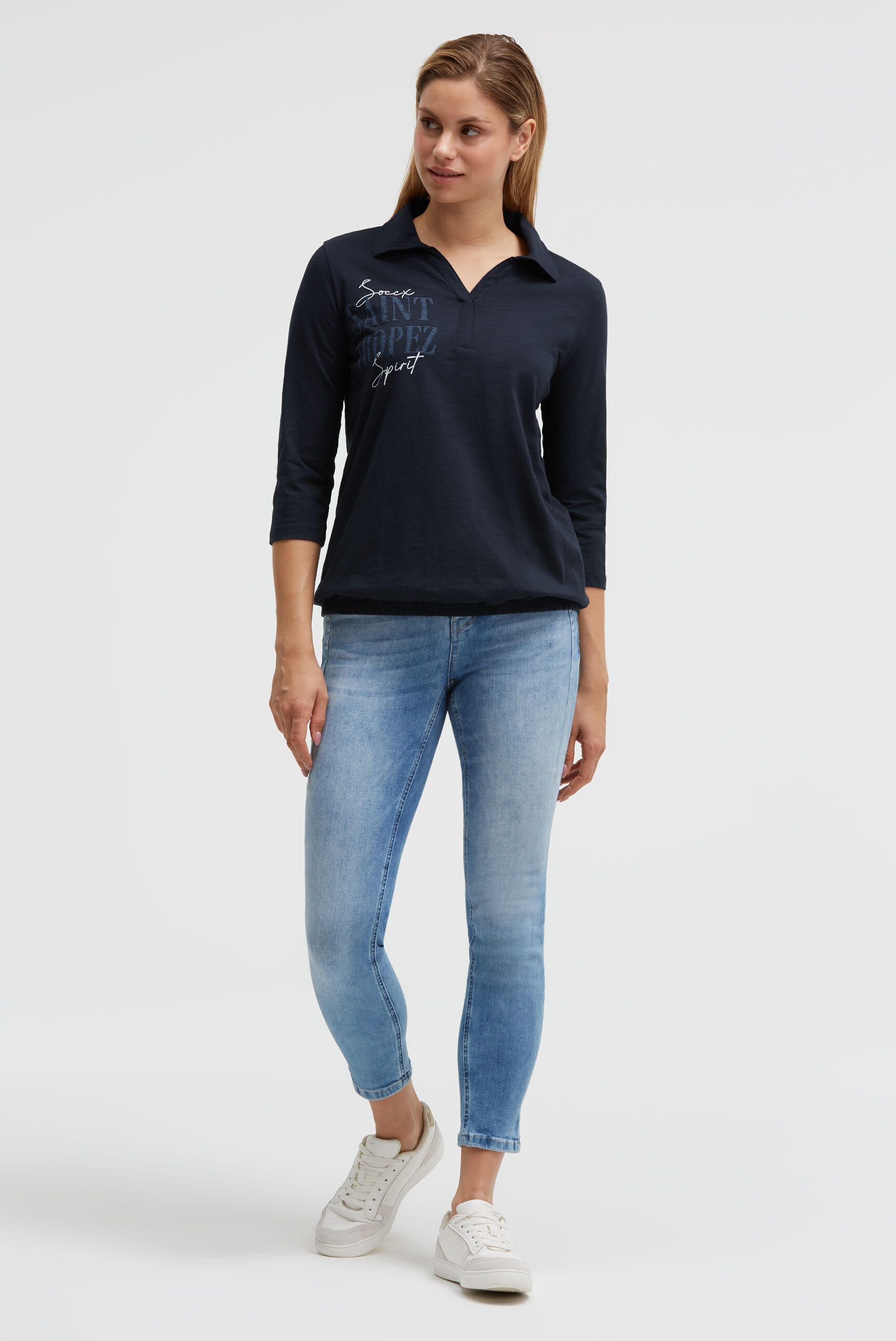 SOCCX Poloshirt mit Gummizug im Saum