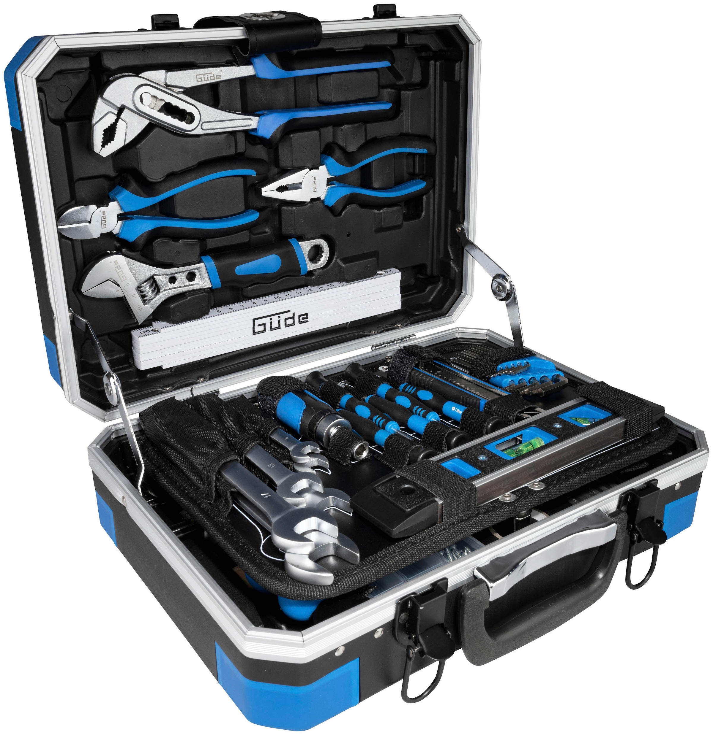 GÜDE Werkzeugkoffer "»GWZK 241«", B:35,5cm H:13,5cm T:27cm, blau, Aufbewahrungsboxen, 241 tlg., aus Chrom-Vanadium, Carbon-Stahl